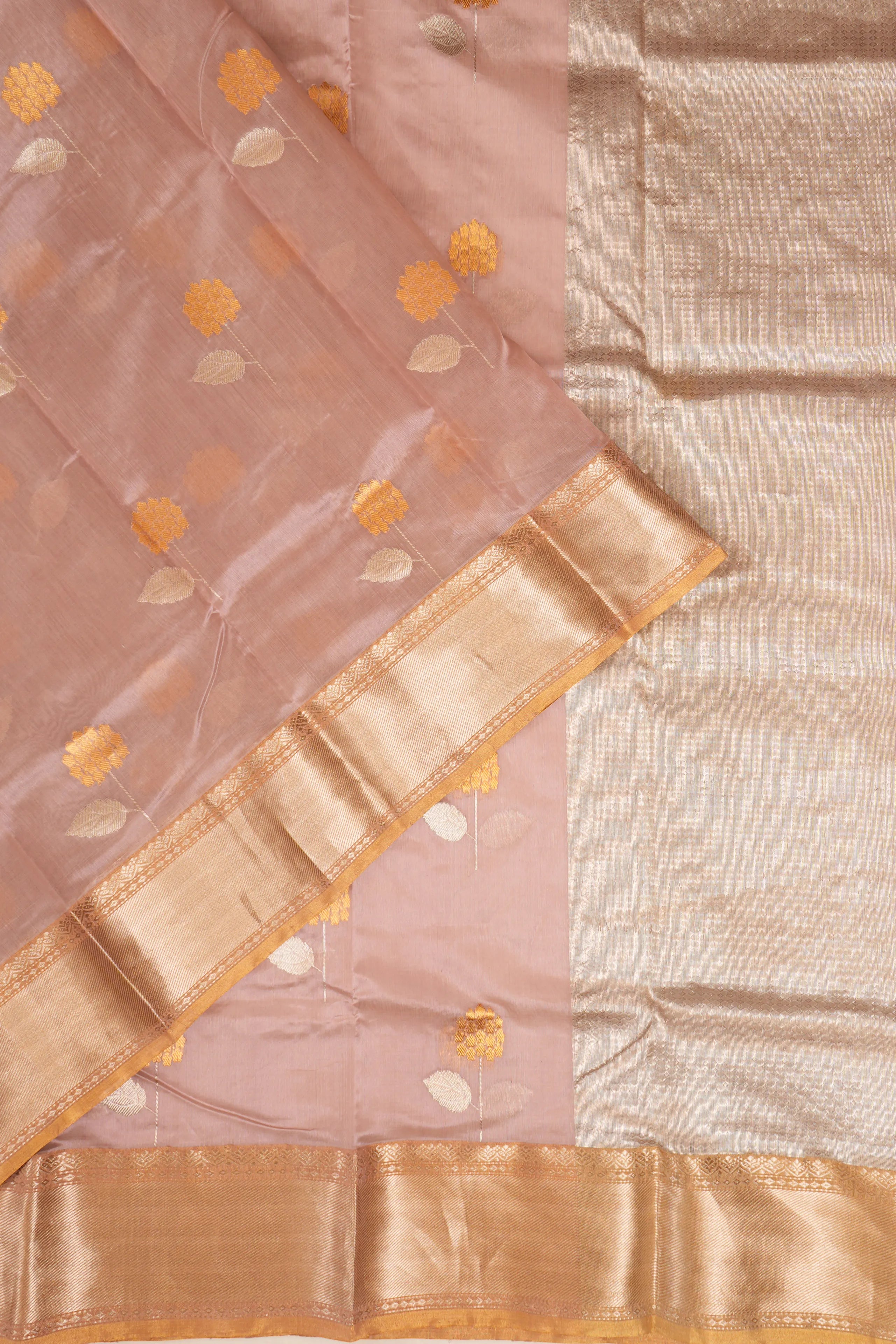 Chanderi Silk Butta Peach Saree