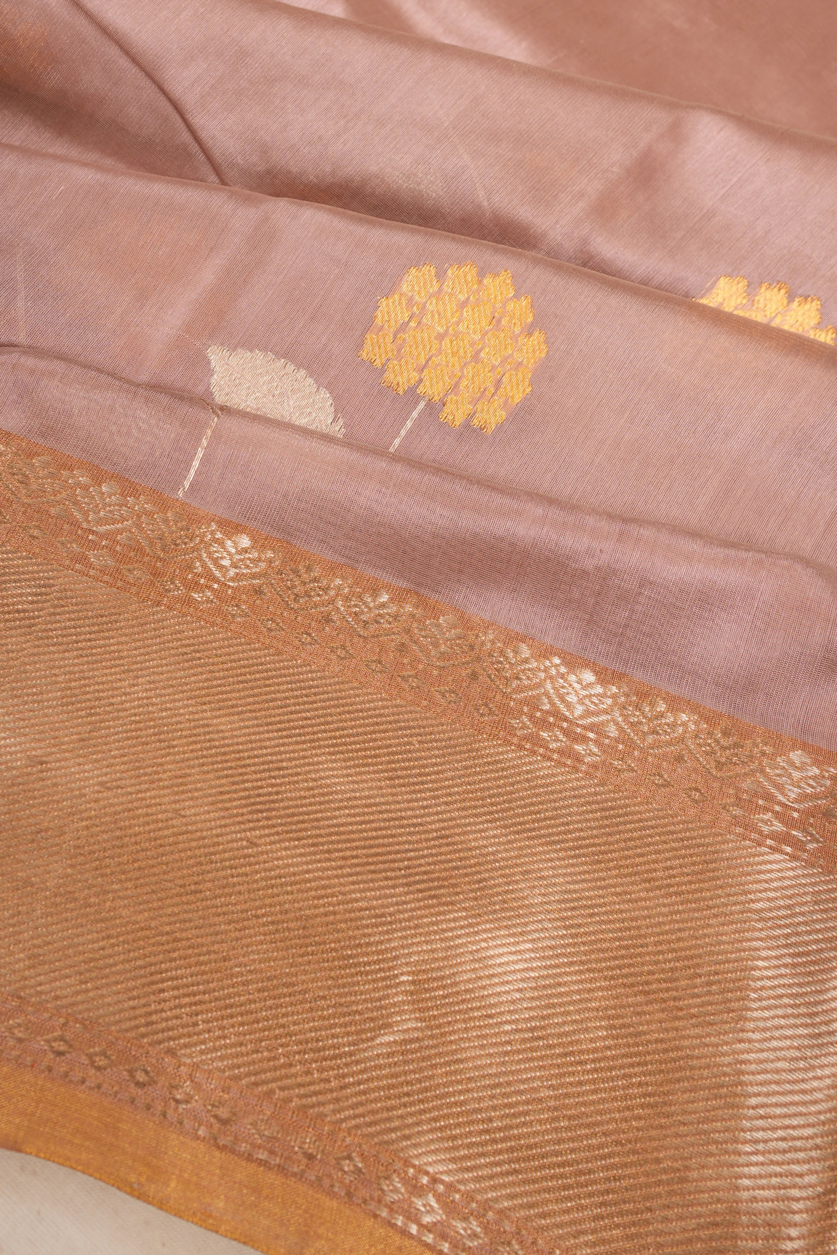 Chanderi Silk Butta Peach Saree