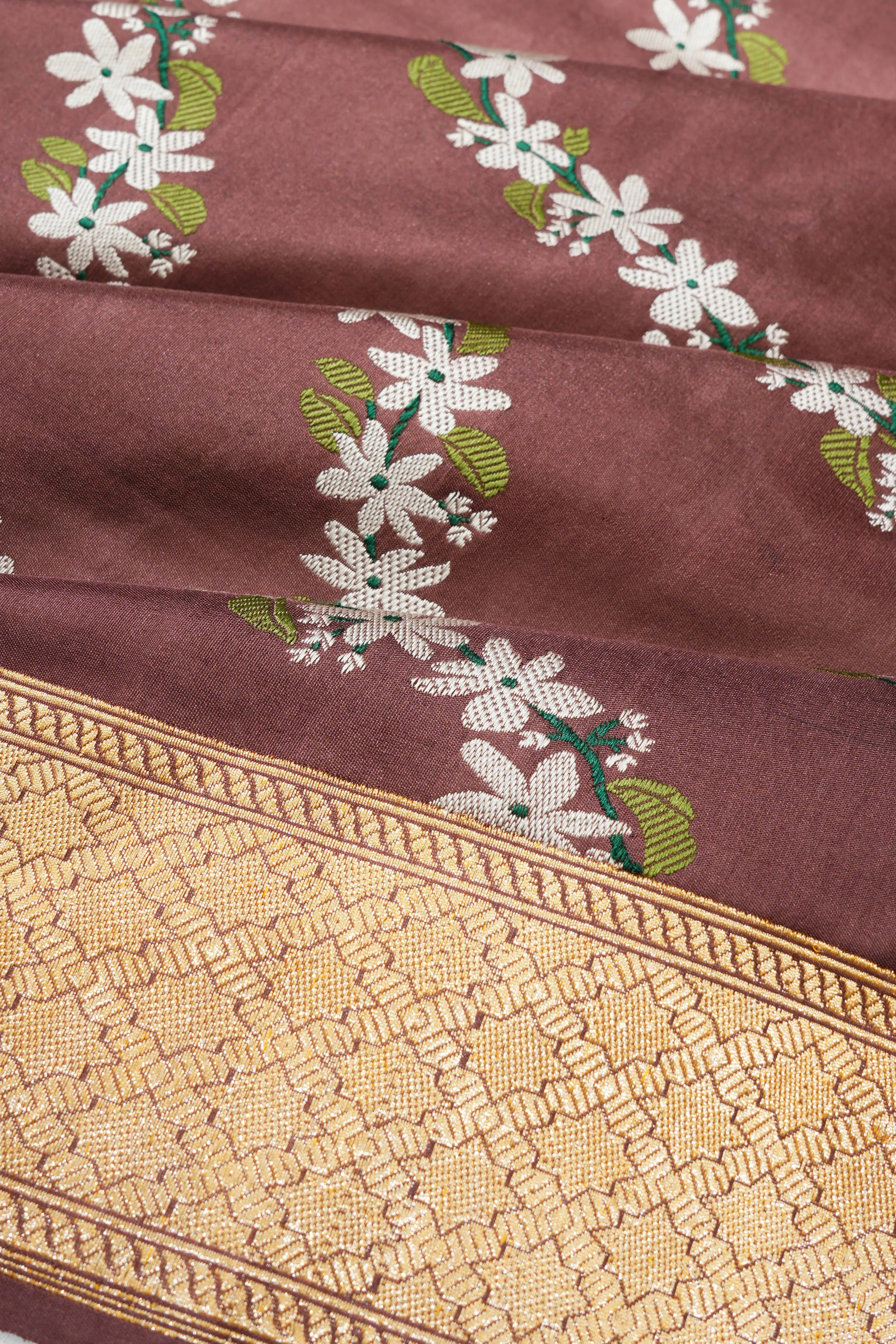 Banarasi Silk Jaal Brown Saree
