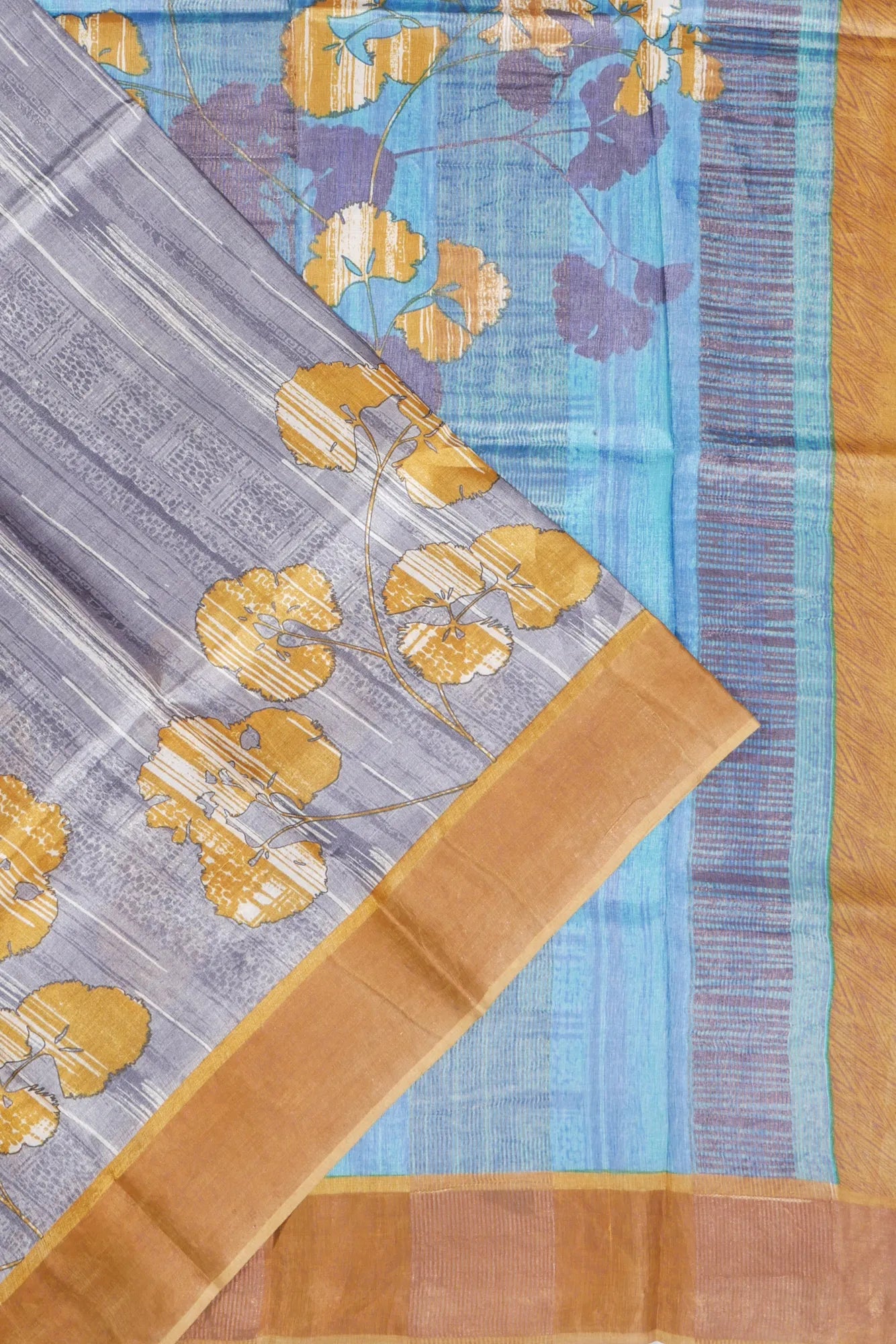 Kankatala Tussar Printed Grey Saree g2