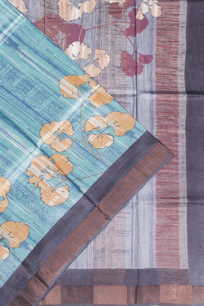 Kankatala Tussar Printed Pastel Blue Saree g2