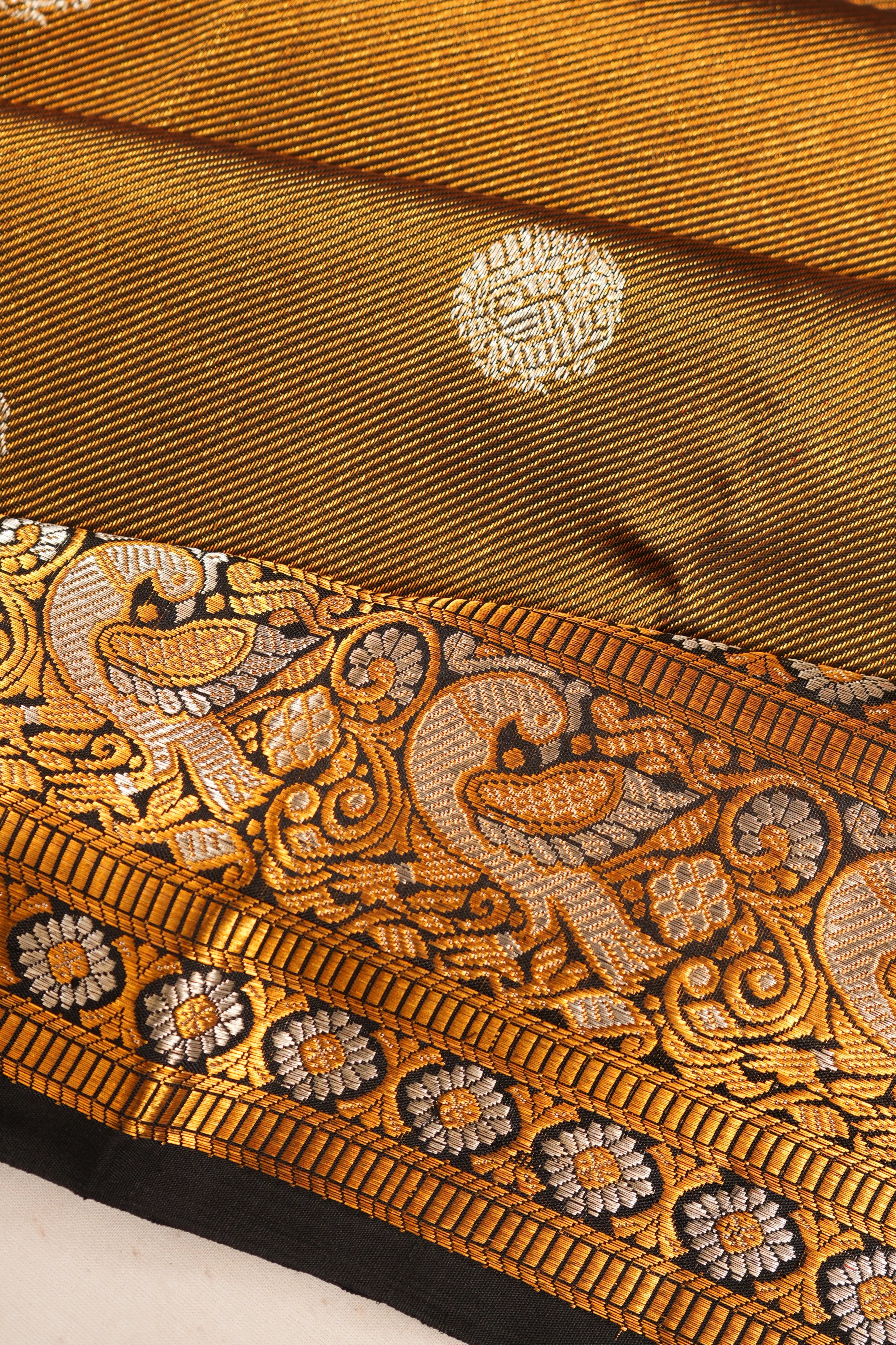 Kanchipuram Silk Tissue Butta Gold Saree