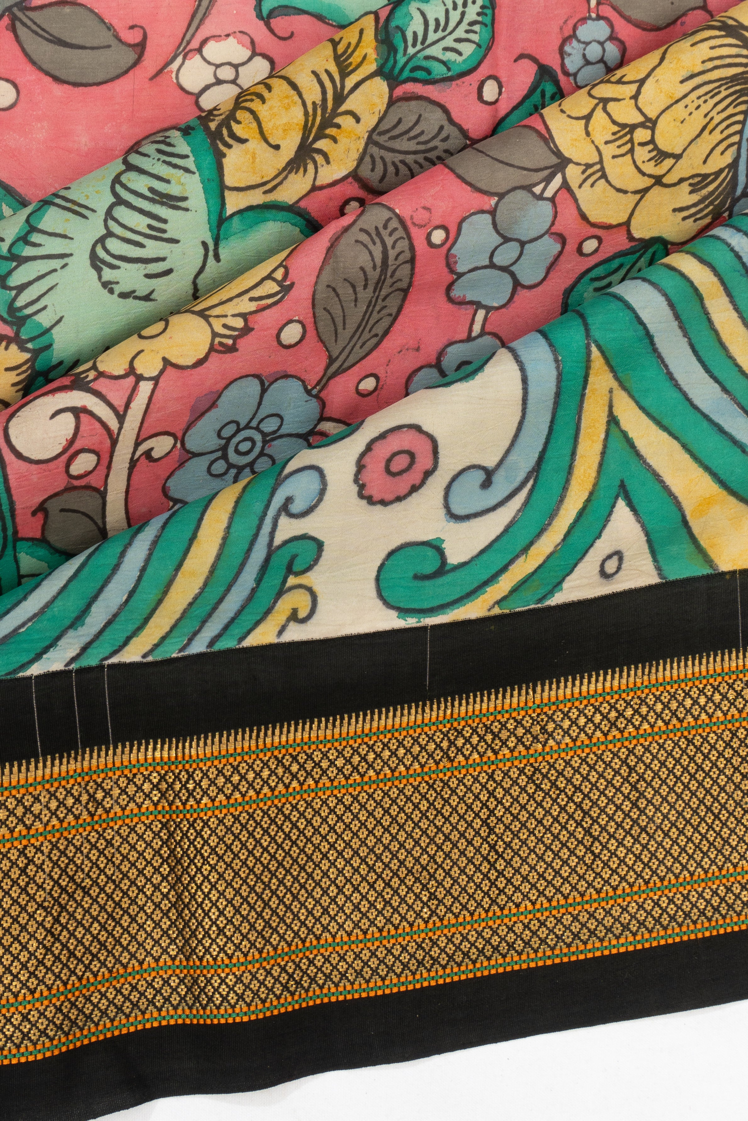 Soft Silk Kalamkari Hand Painted Peach Saree