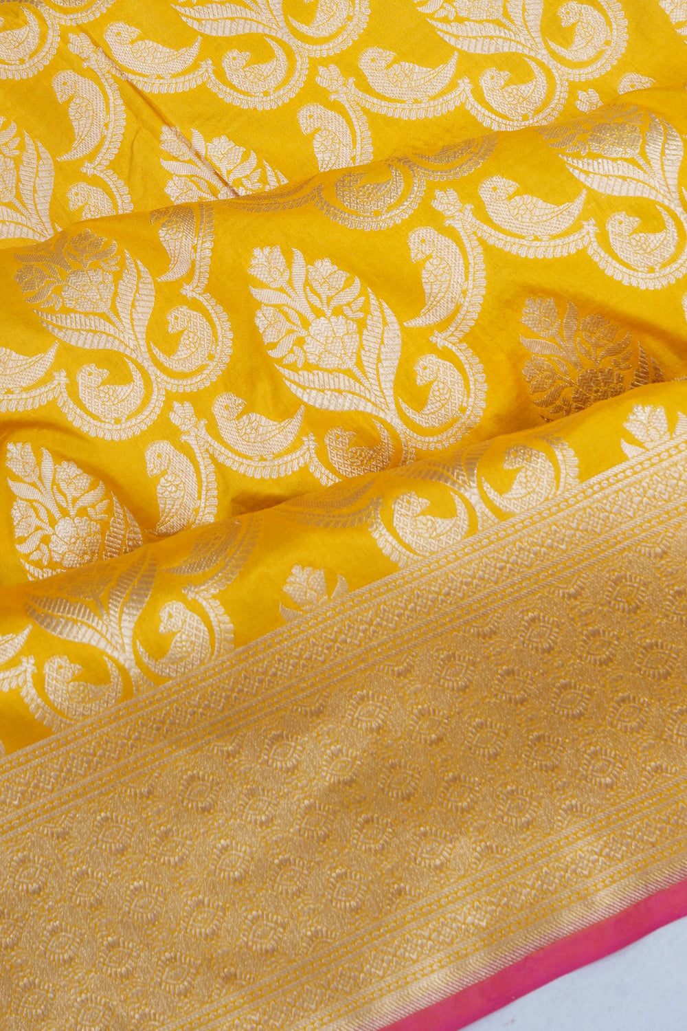 Banarasi Silk Brocade Yellow Saree
