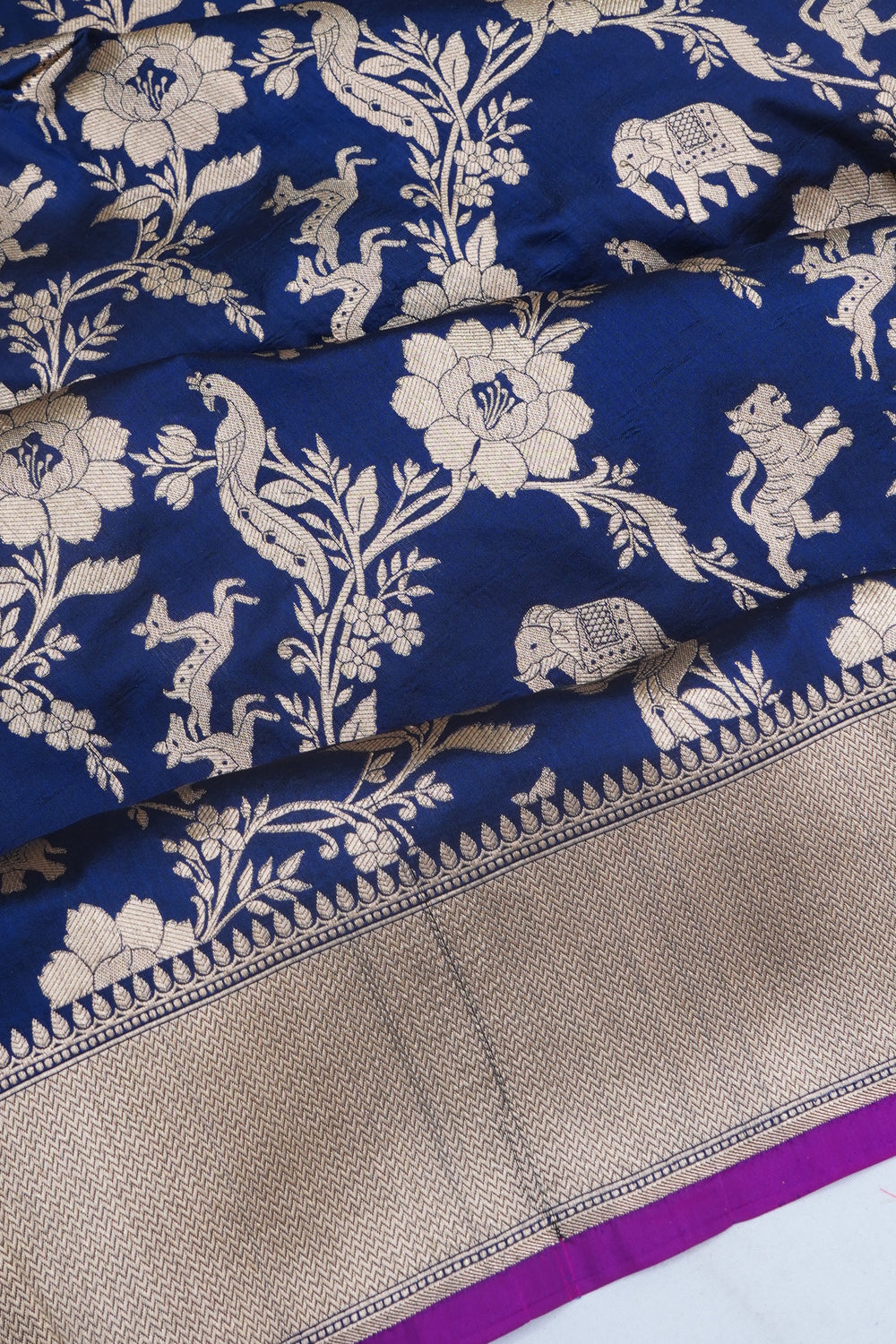 Banarasi Silk Jaal Dark Blue Saree