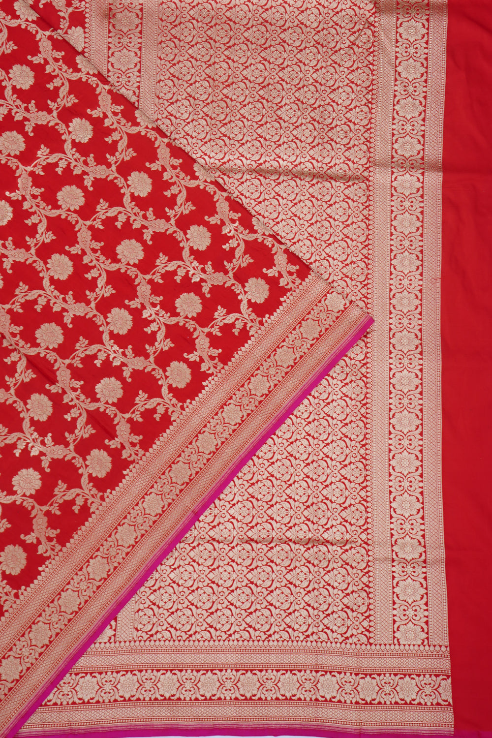 Banarasi Silk Jaal Red Saree
