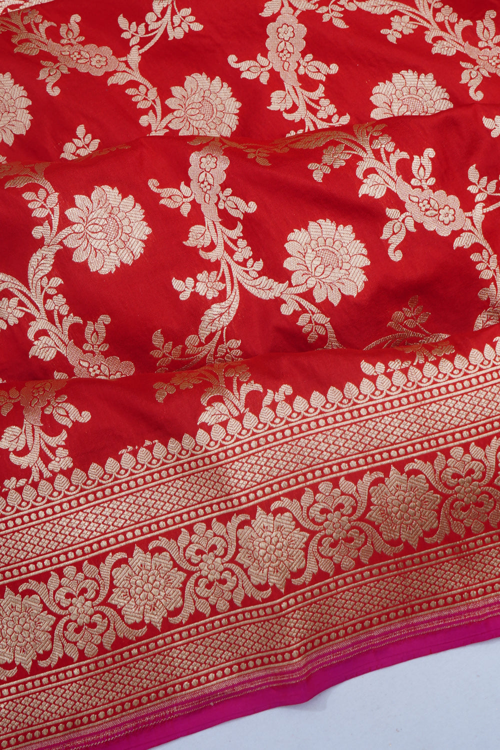Banarasi Silk Jaal Red Saree