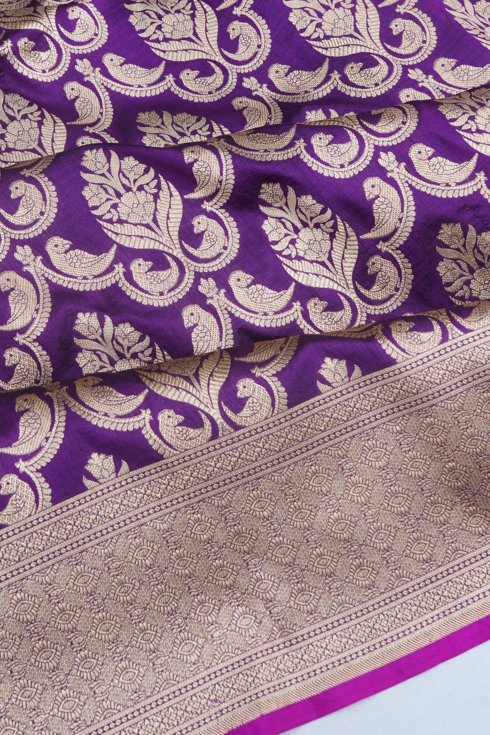 Banarasi Silk Brocade Violet Saree