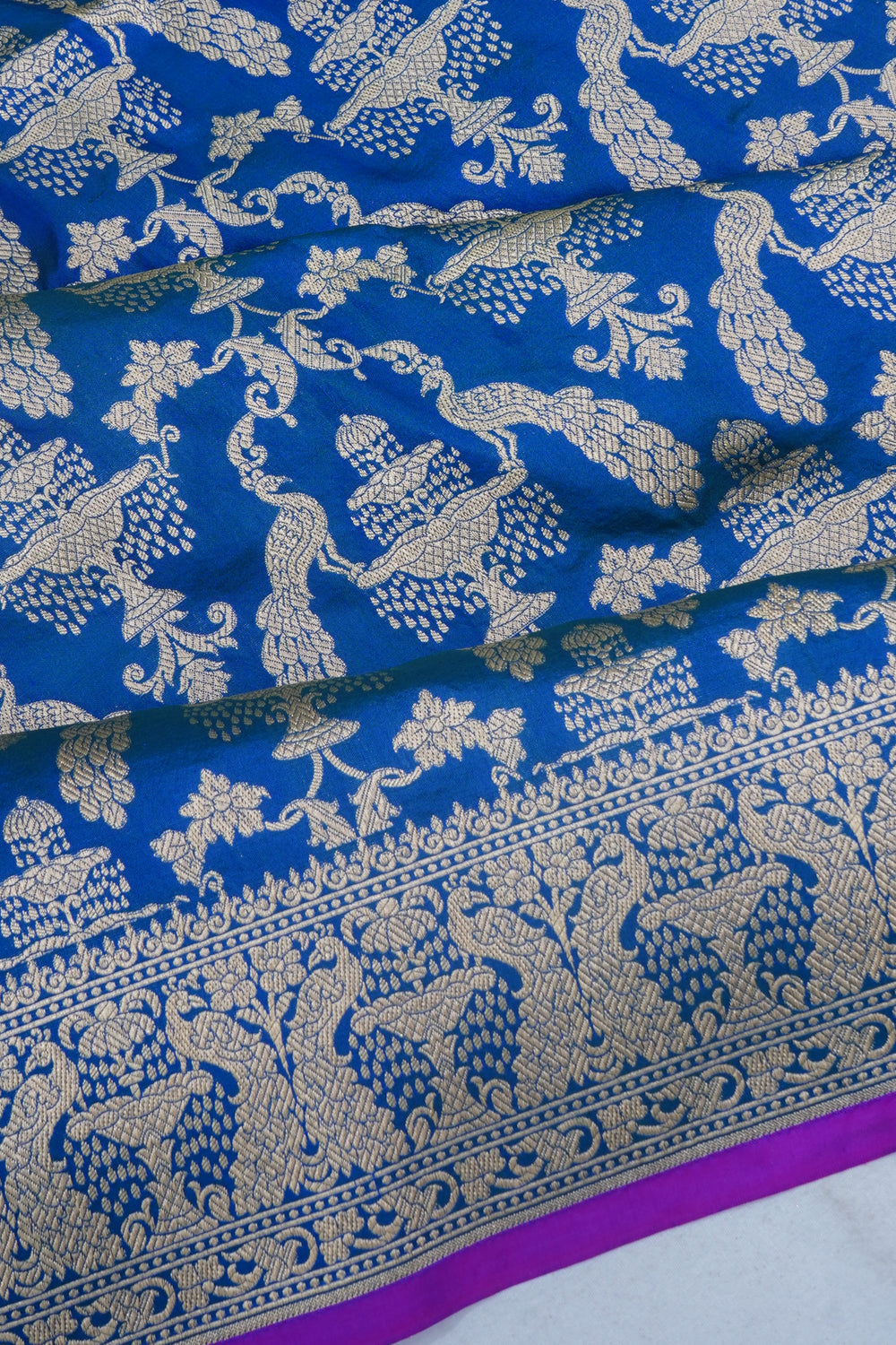 Banarasi Silk Brocade Royal Blue Saree