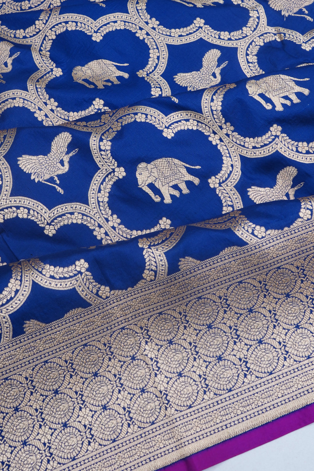 Banarasi Silk Brocade Royal Blue Saree