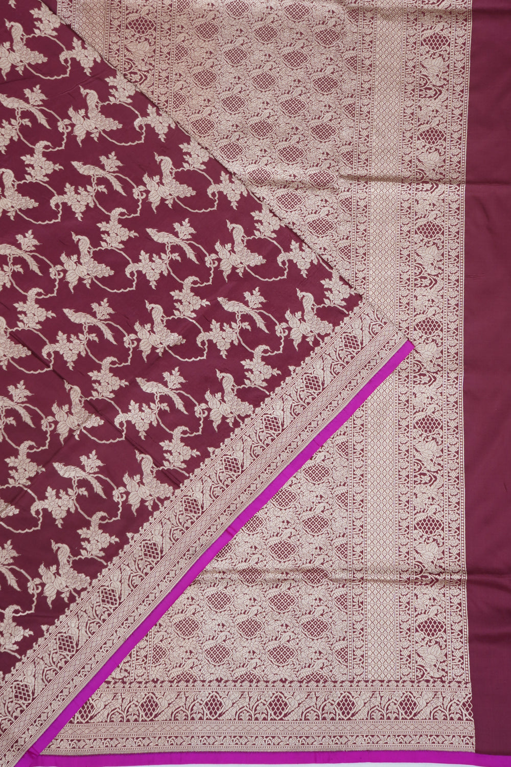 Banarasi Silk Jaal Burgundy Saree