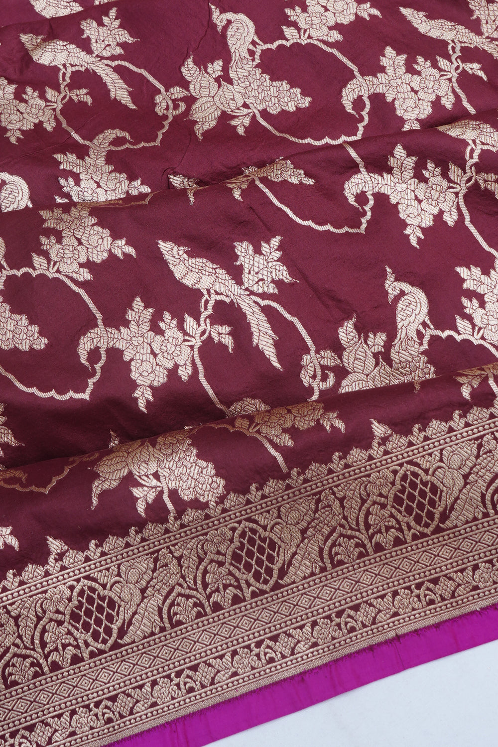 Banarasi Silk Jaal Burgundy Saree