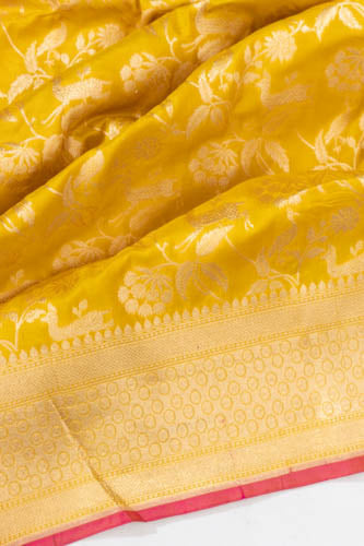 Banarasi Silk Brocade Yellow Saree