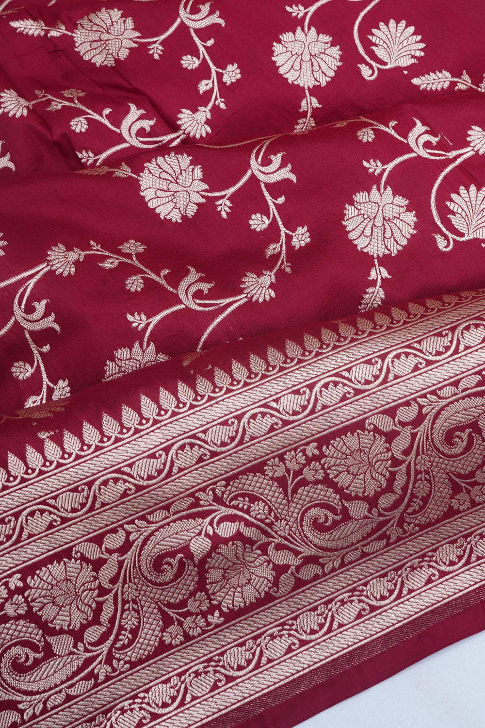 Banarasi Silk Jaal Maroon Saree