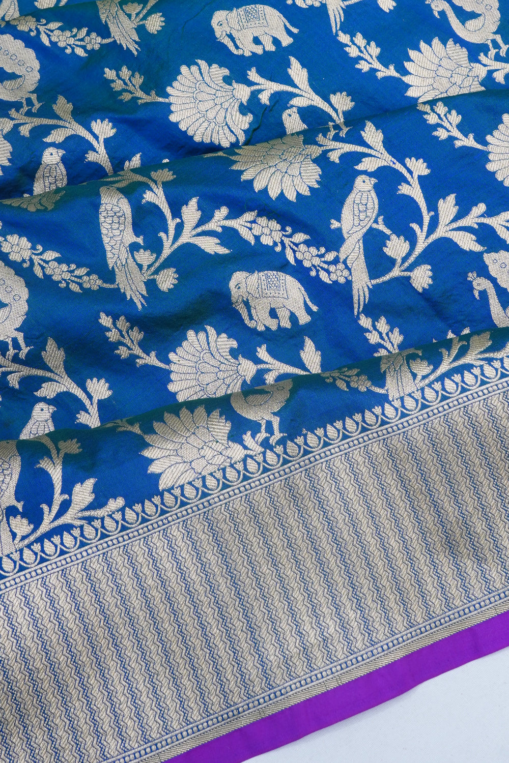 Banarasi Silk Jaal Royal Blue Saree