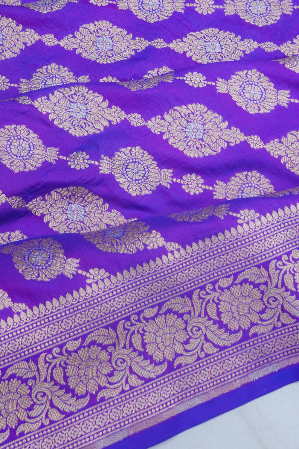 Banarasi Silk Brocade Violet Saree