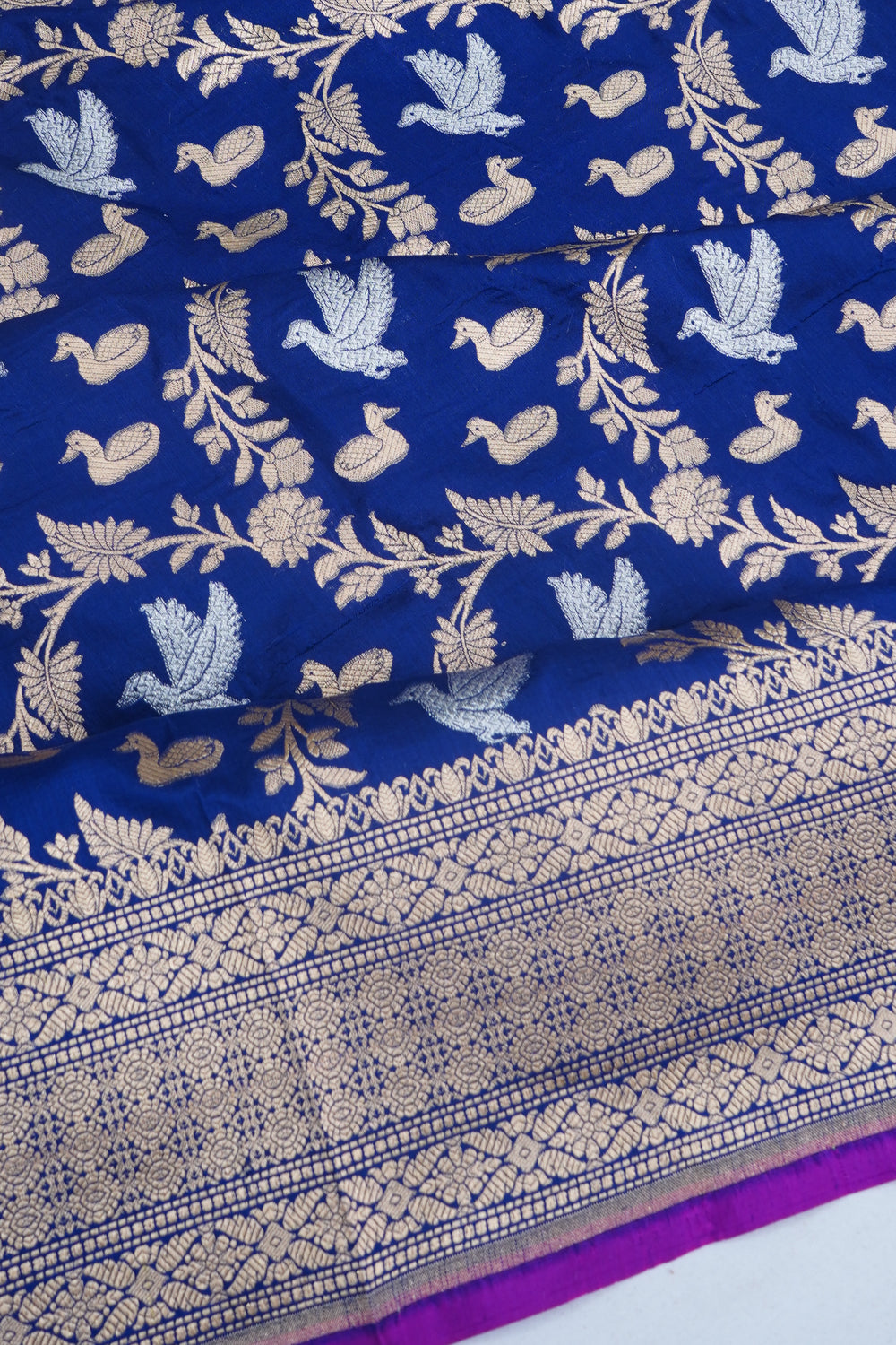 Banarasi Silk Brocade Dark Blue Saree
