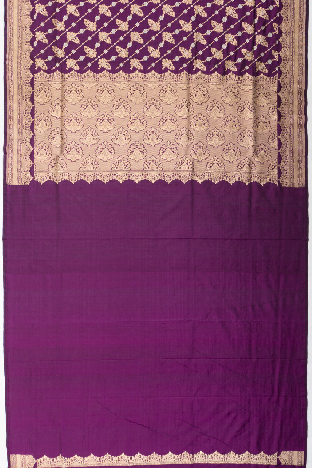 Banarasi Silk Diagonal Lines Purple Saree