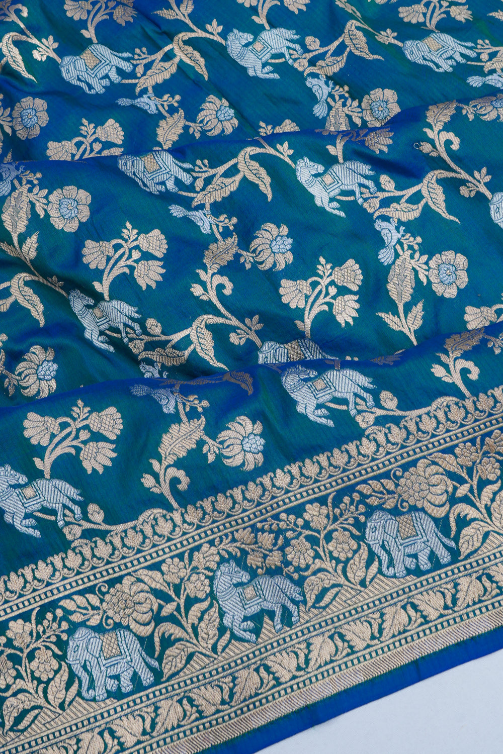 Banarasi Silk Jaal Royal Blue Saree