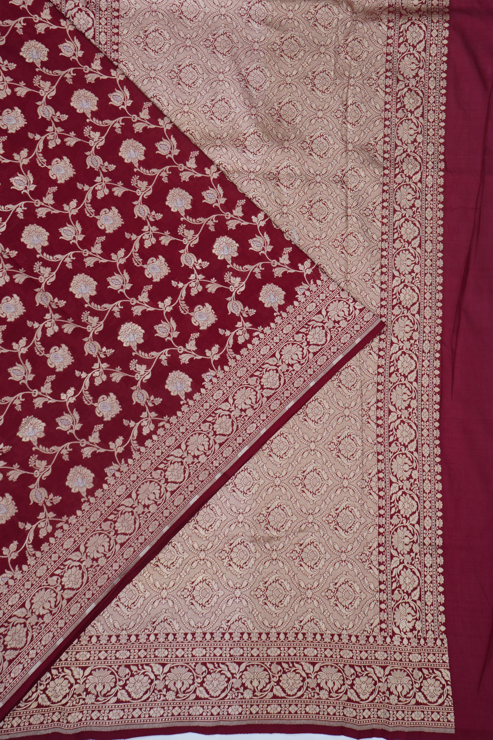 Banarasi Silk Brocade Burgundy Saree