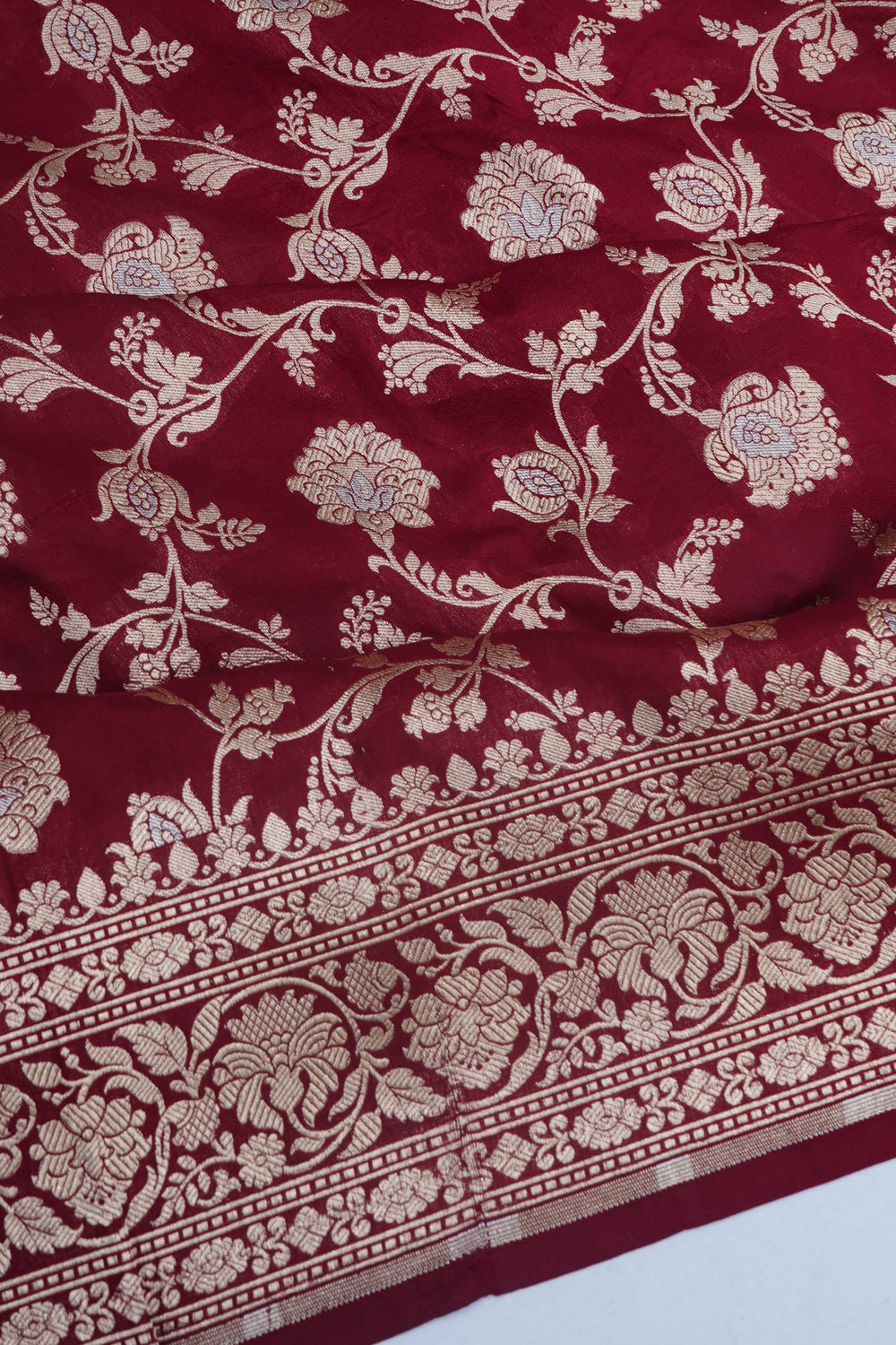 Banarasi Silk Brocade Burgundy Saree