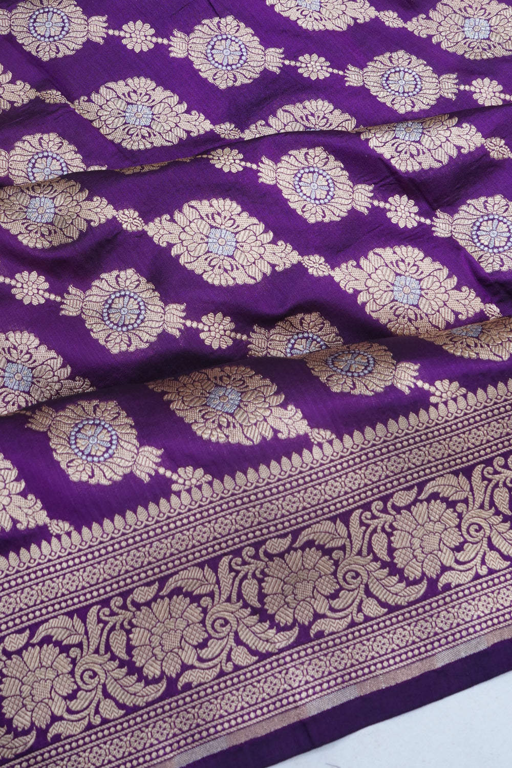 Banarasi Silk Brocade Violet Saree
