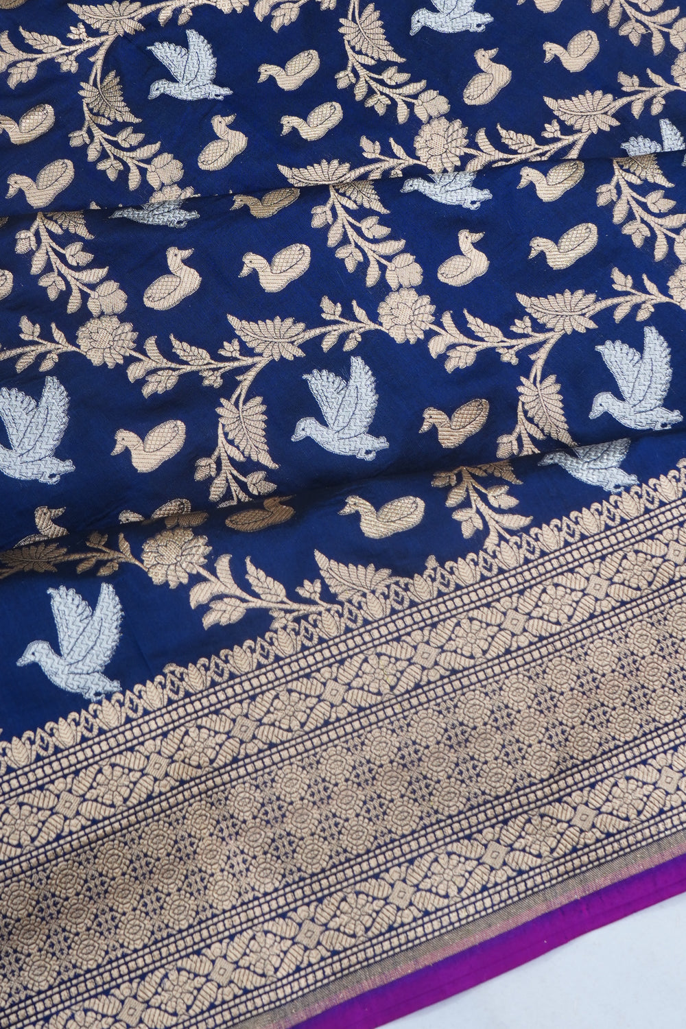Banarasi Silk Brocade Dark Blue Saree