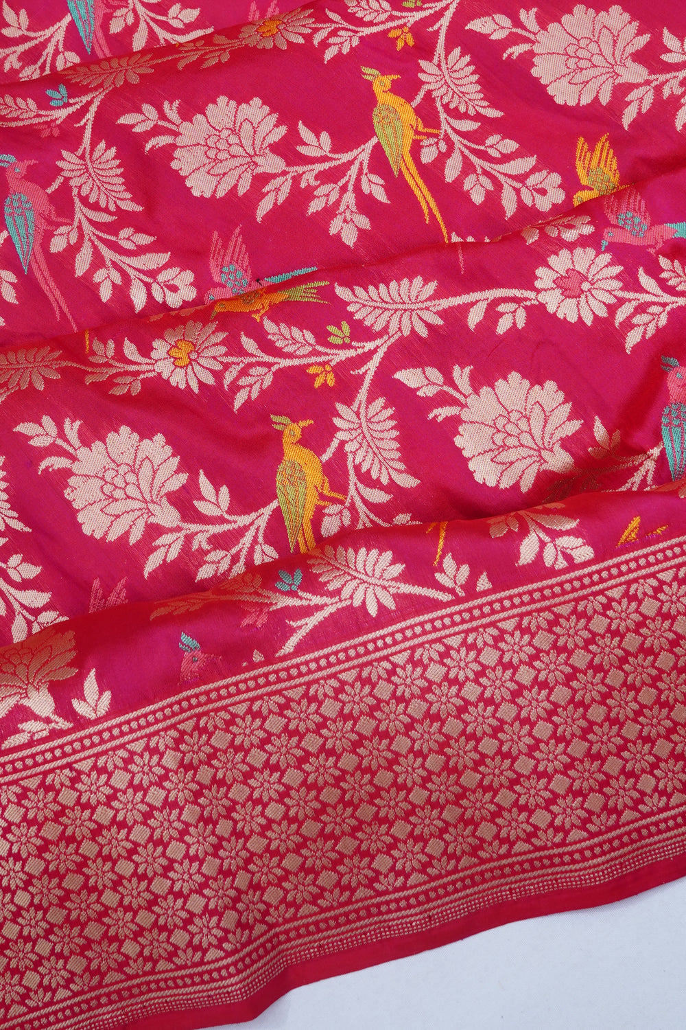 Banarasi Silk Brocade And Meenakari Pink Saree