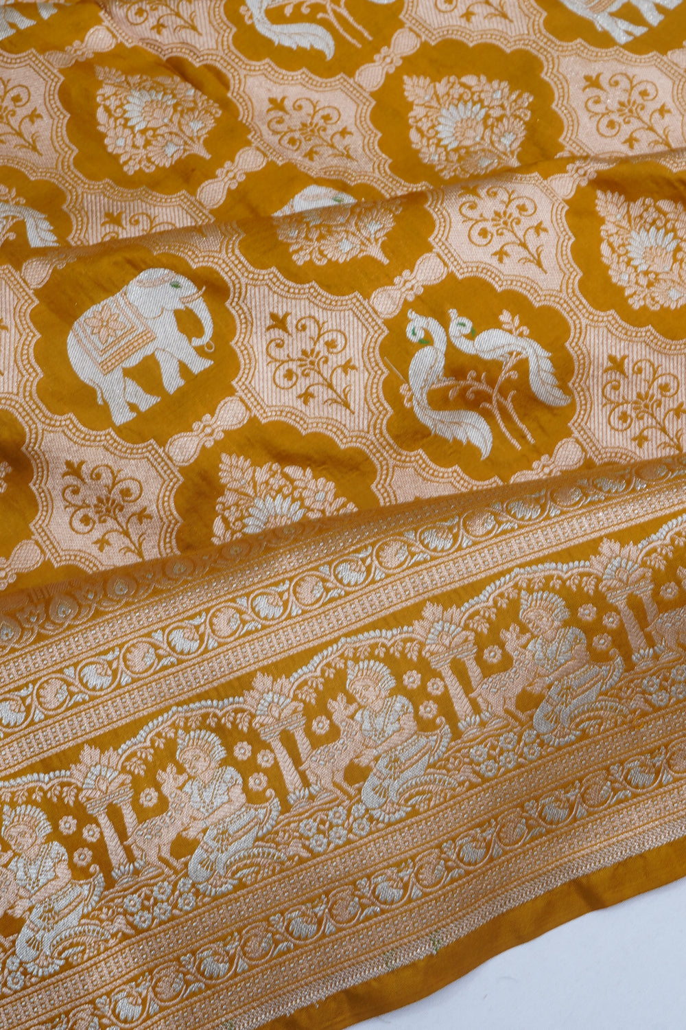 Banarasi Silk Brocade Mustard Yellow Saree