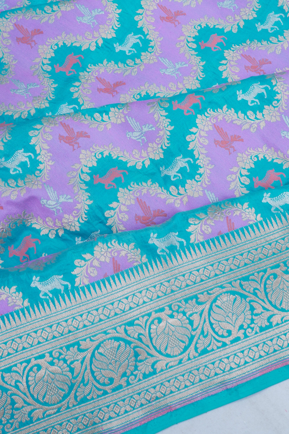Banarasi Silk Jaal Rangkat Blue Saree