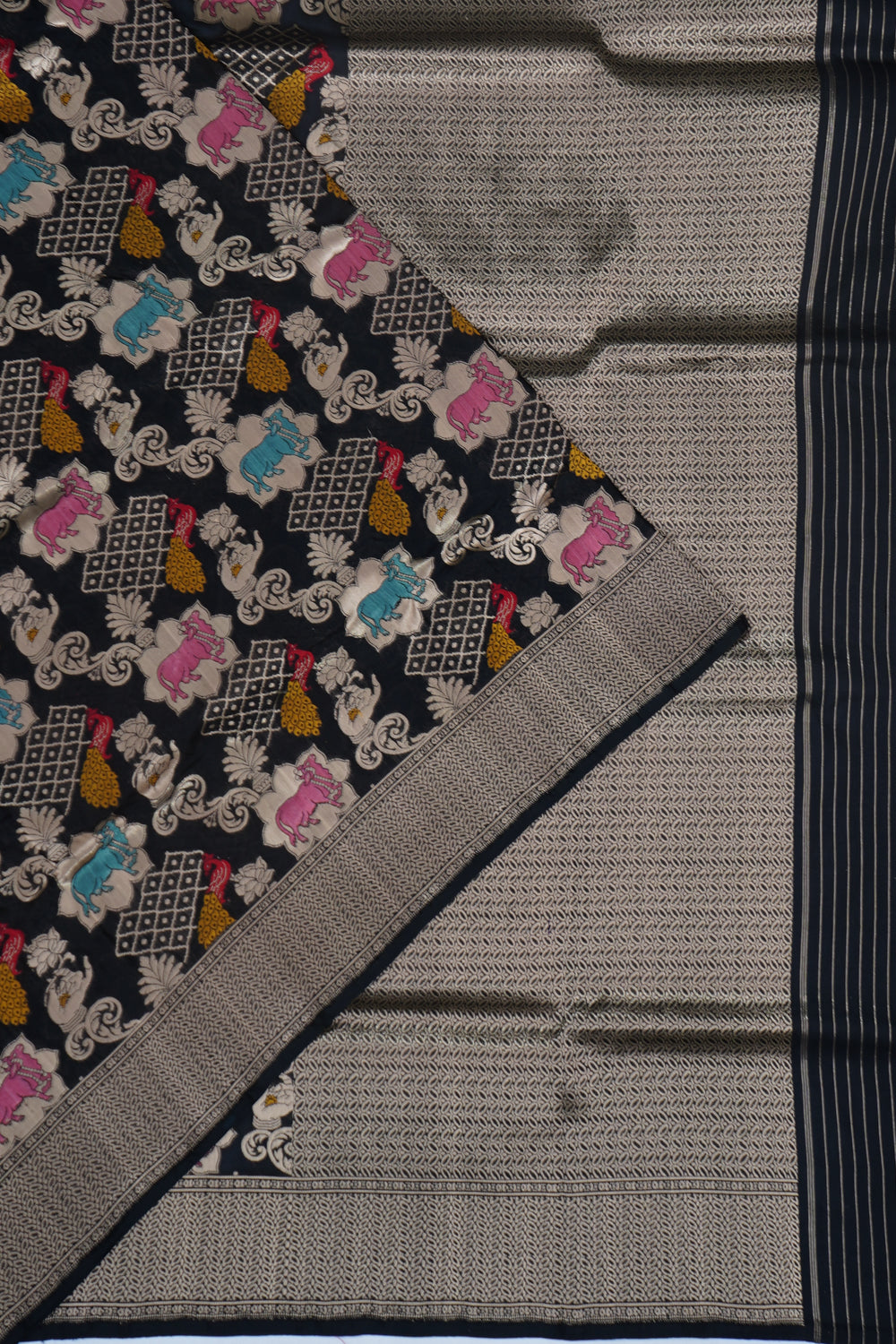 Banarasi Silk Meenakari Brocade Black Saree