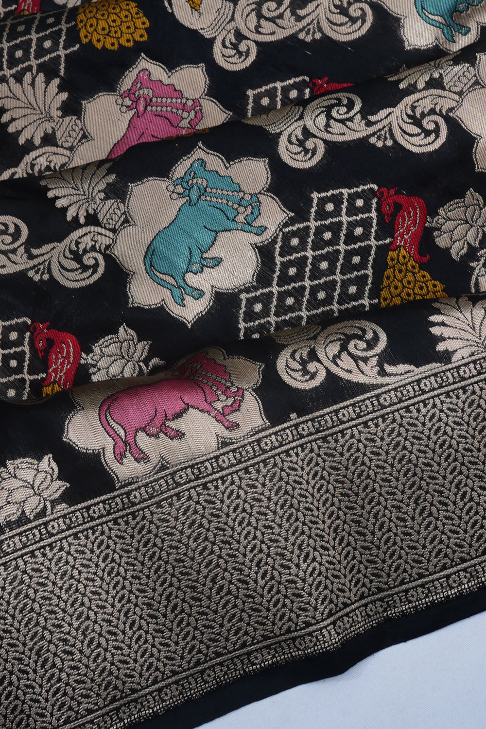 Banarasi Silk Meenakari Brocade Black Saree