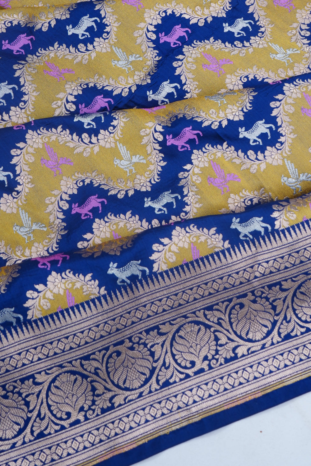 Banarasi Silk Jaal Rangkat Dark Blue Saree