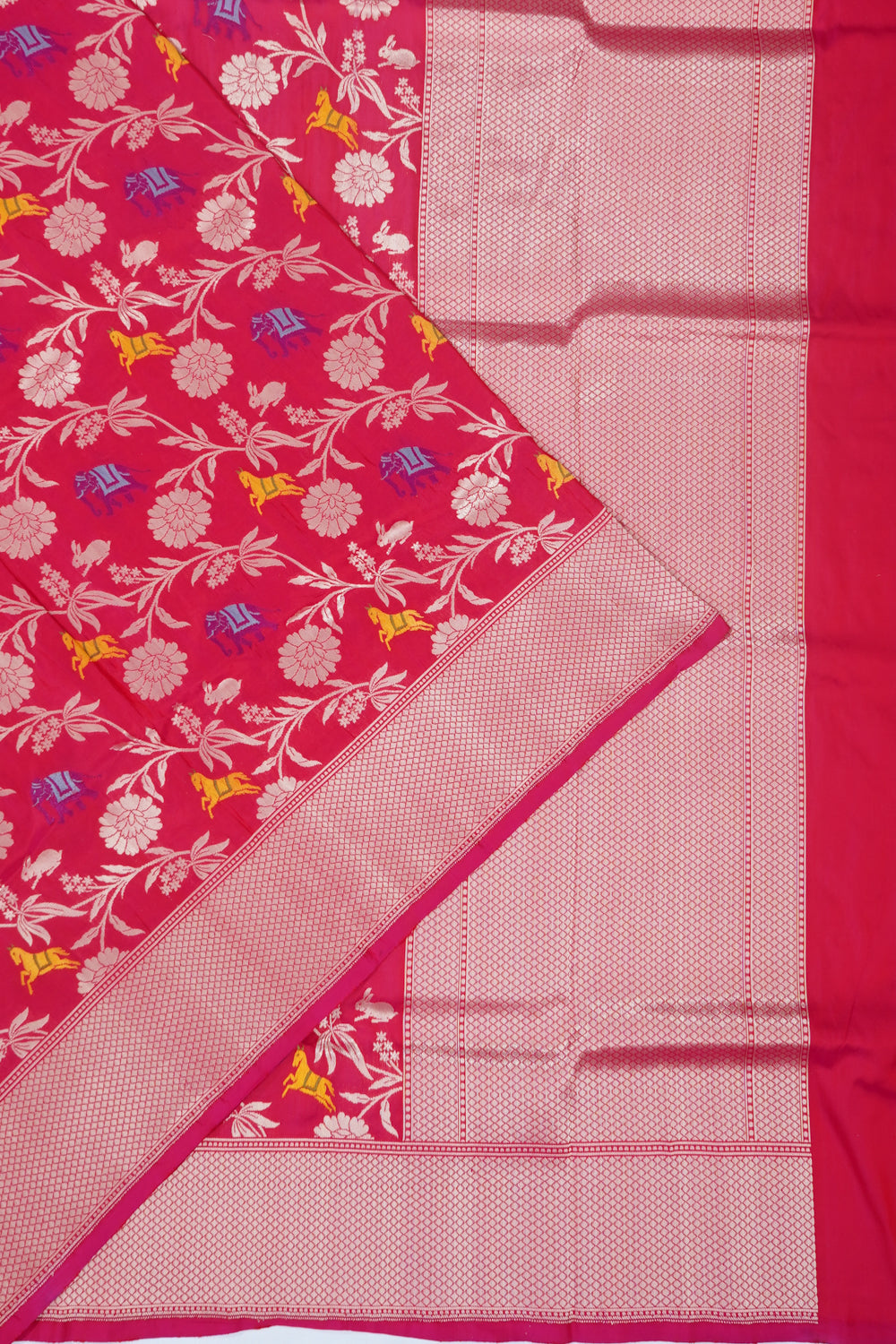 Banarasi Silk Brocade And Meenakari Red Saree