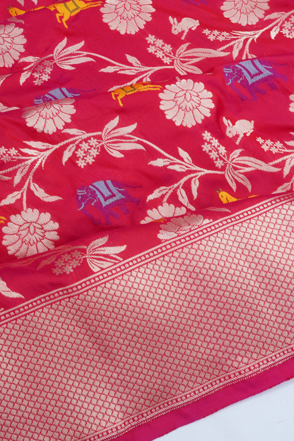 Banarasi Silk Brocade And Meenakari Red Saree
