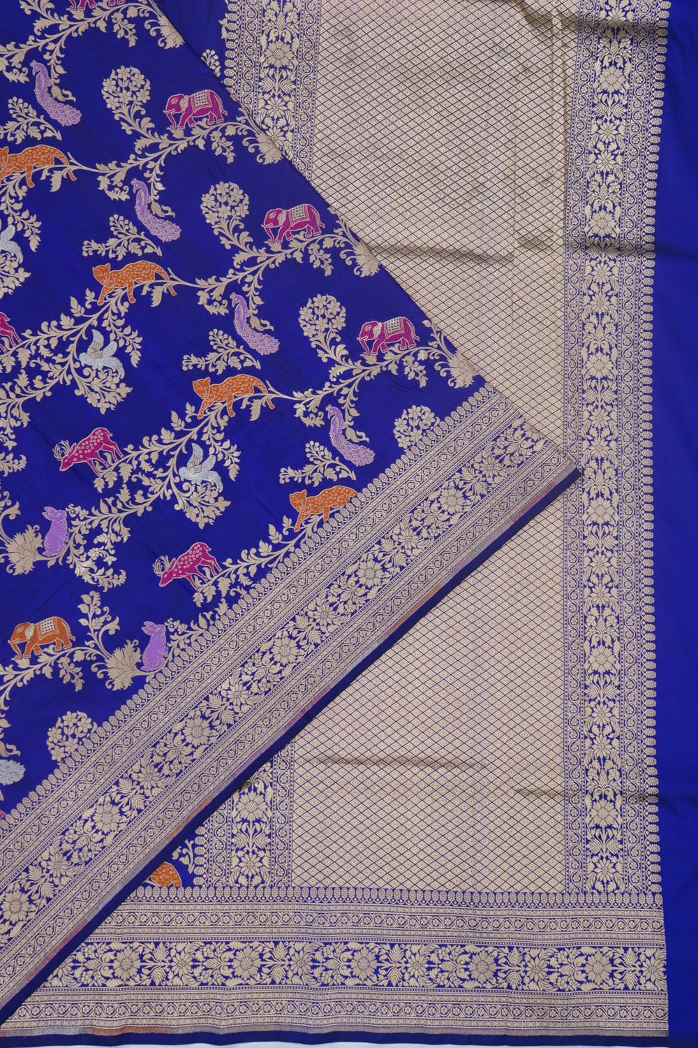 Banarasi Silk Brocade And Meenakari Royal Blue Saree