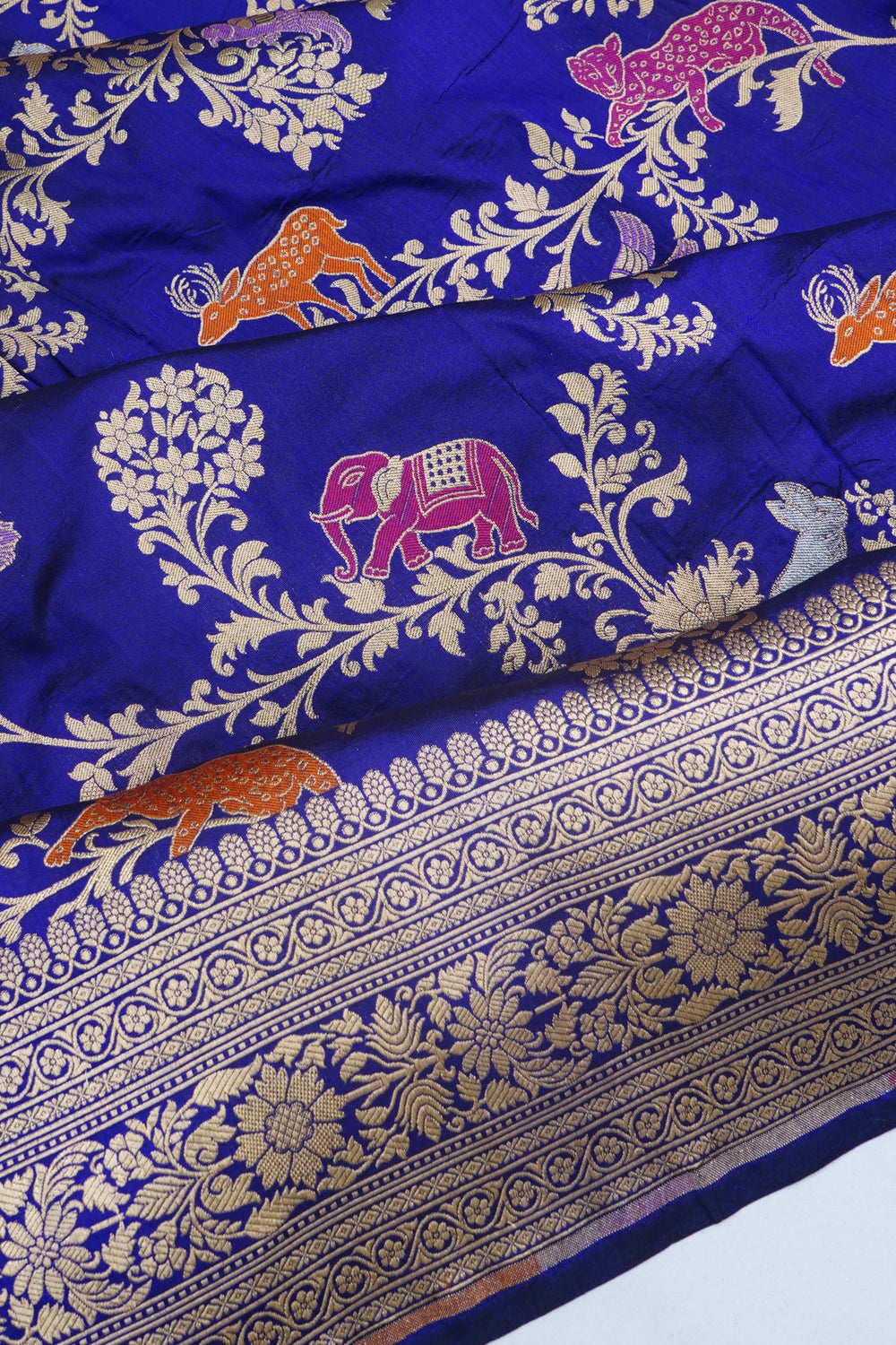 Banarasi Silk Brocade And Meenakari Royal Blue Saree