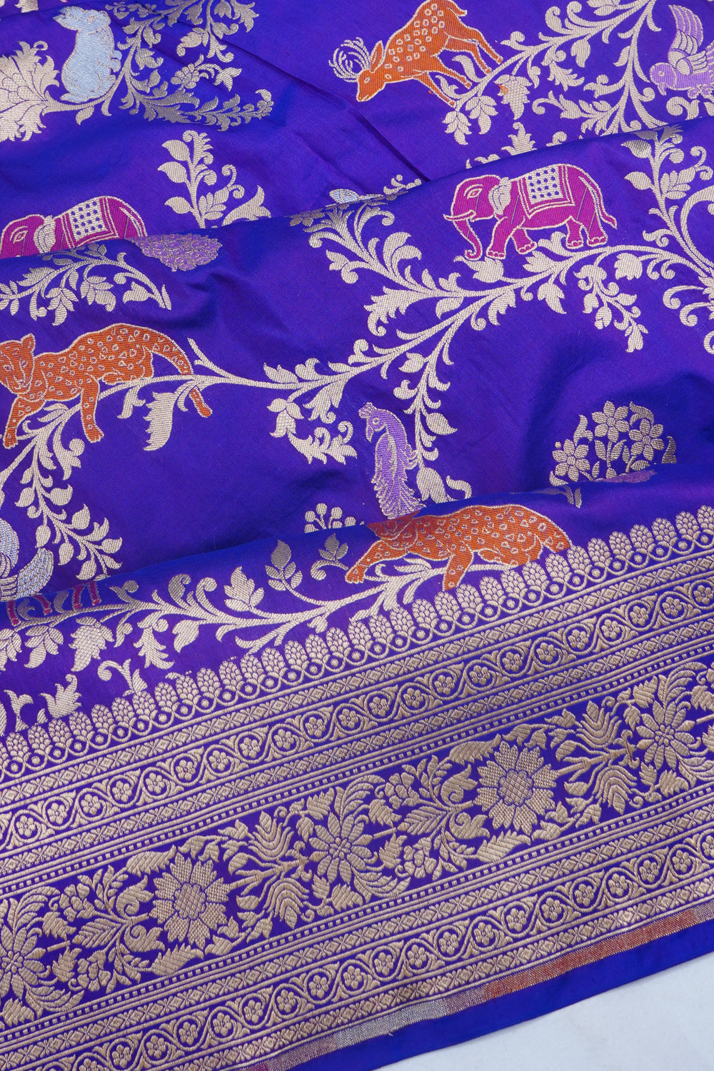 Banarasi Silk Brocade And Meenakari Violet Saree