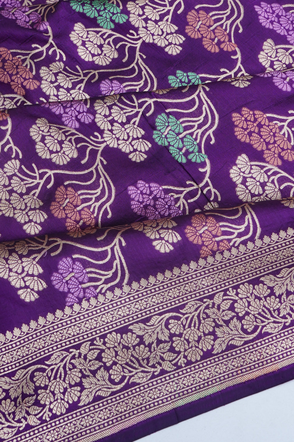 Banarasi Silk Meenakari Brocade Violet Saree