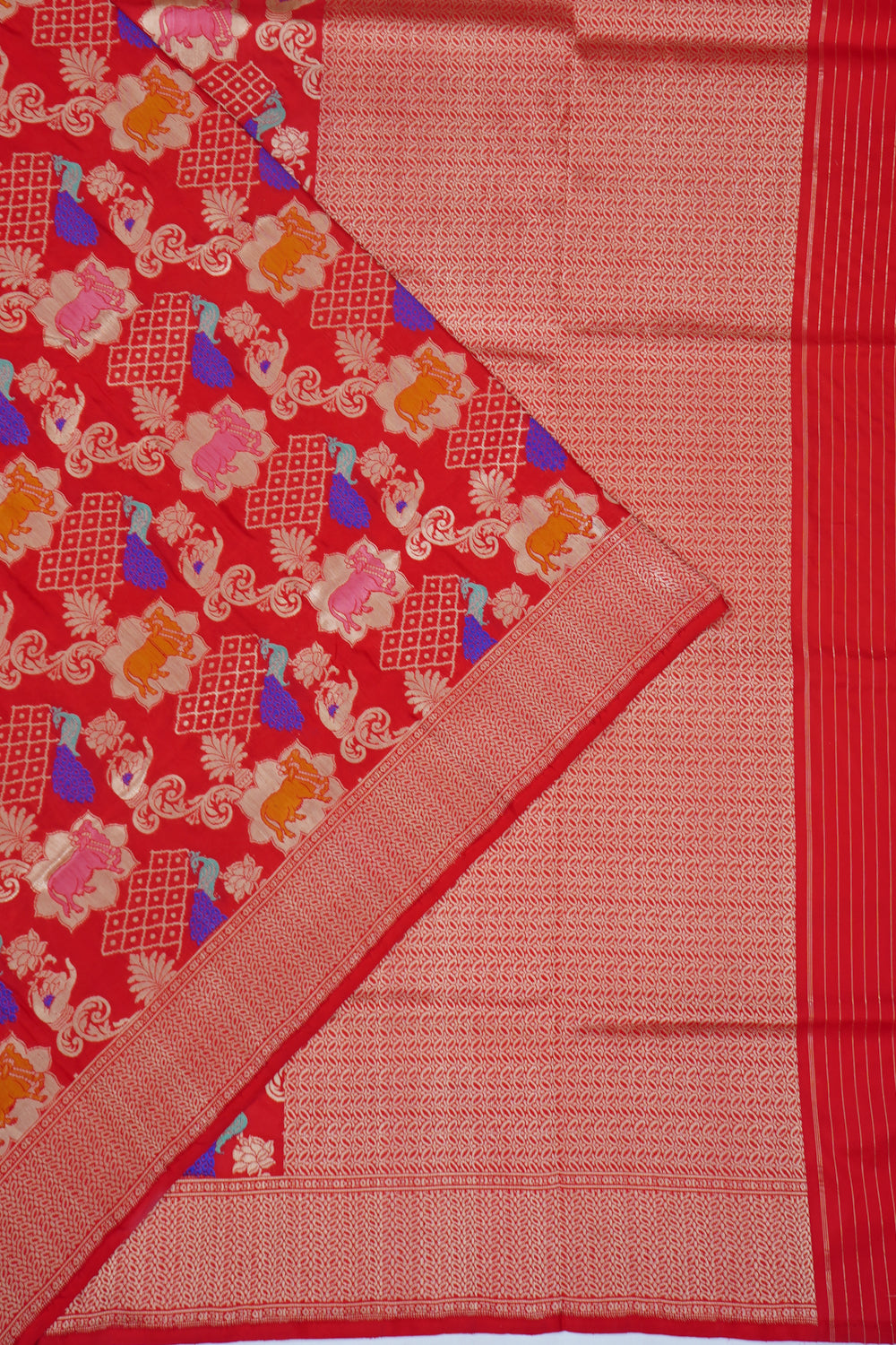 Banarasi Silk Meenakari Brocade Red Saree