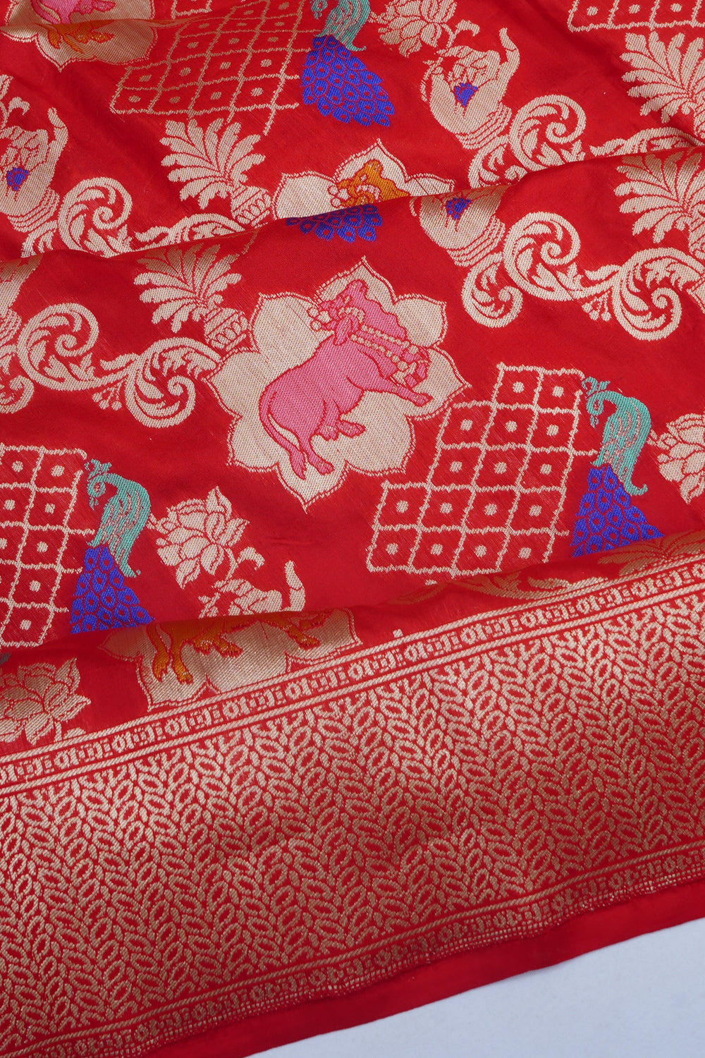 Banarasi Silk Meenakari Brocade Red Saree