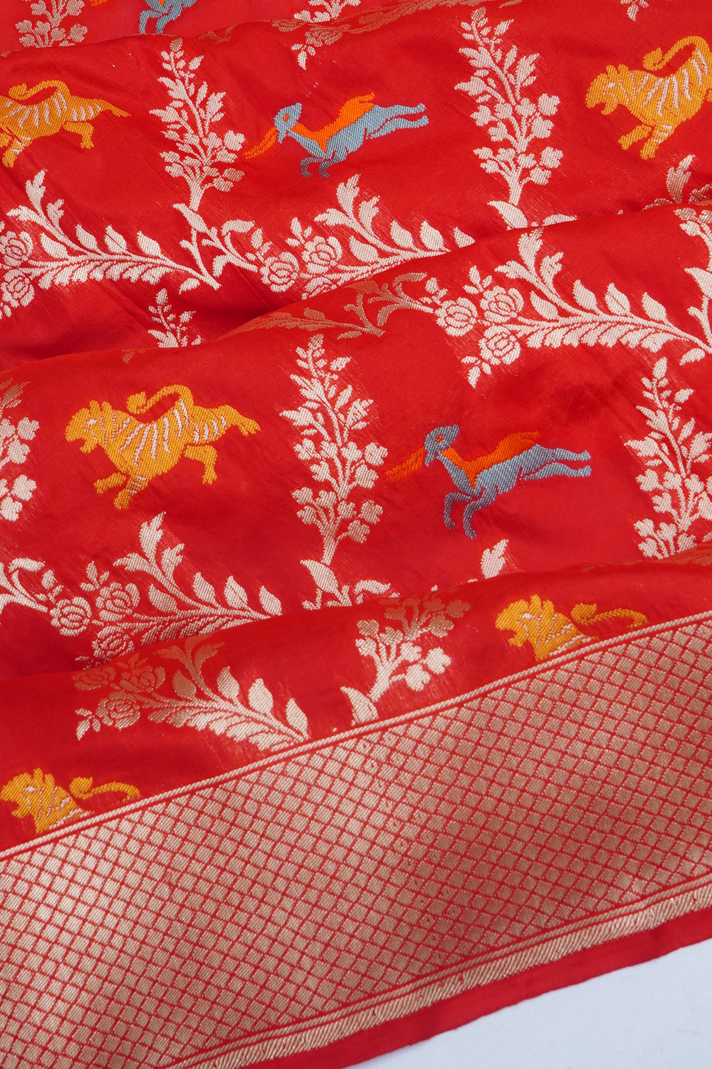 Banarasi Silk Meenakari Brocade Red Saree
