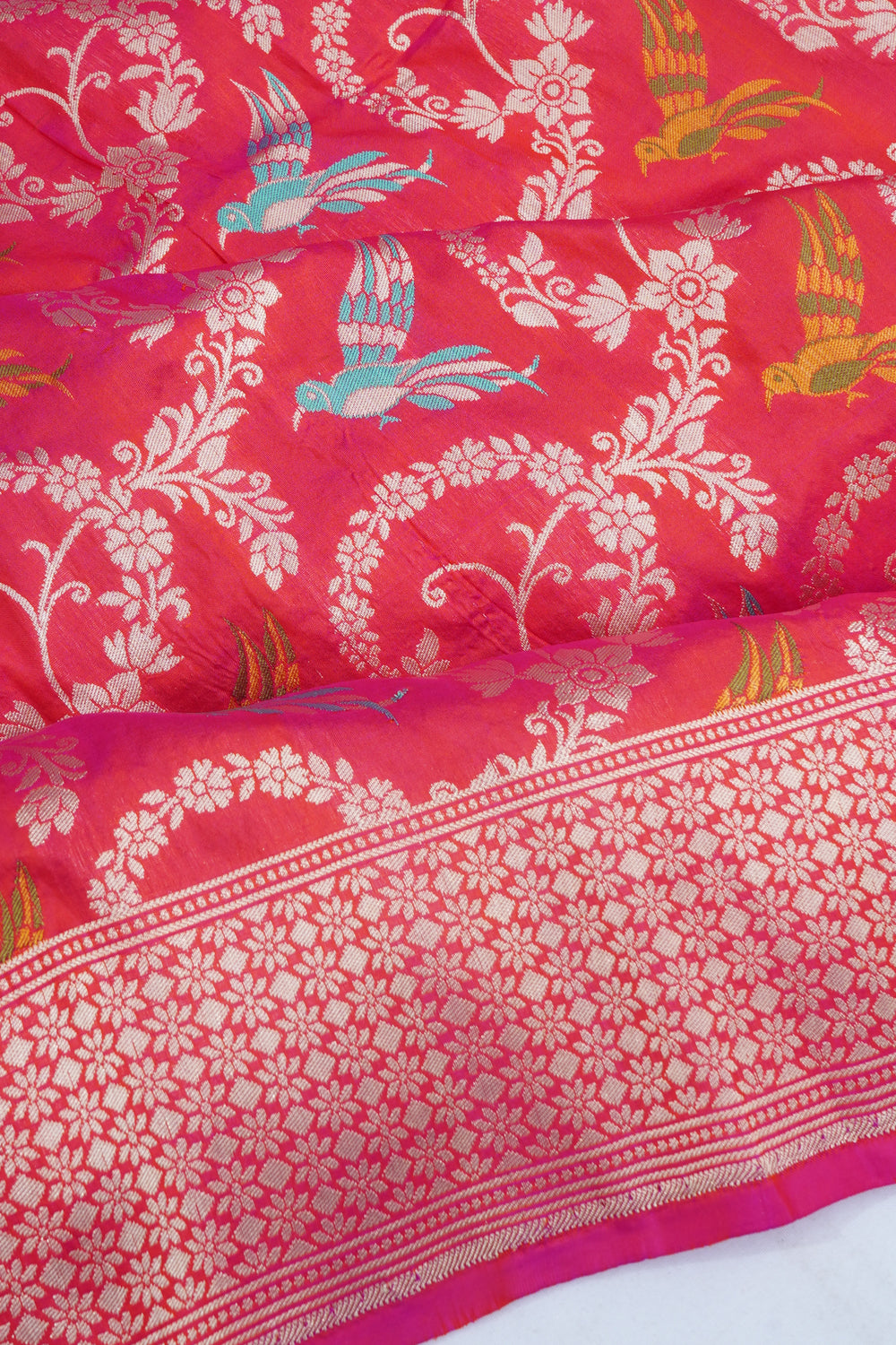 Banarasi Silk Brocade And Meenakari Pink Saree