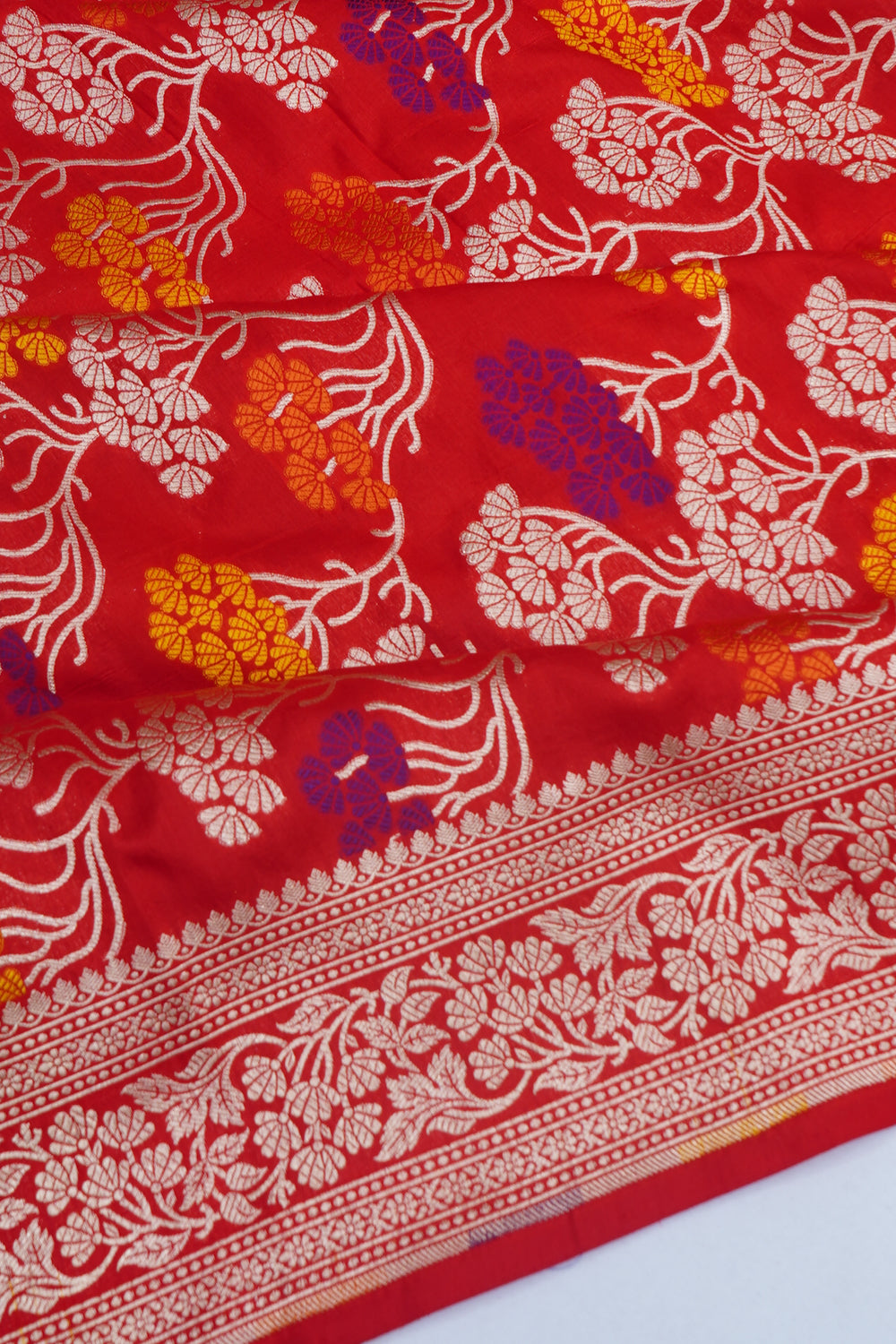 Banarasi Silk Meenakari Brocade Red Saree