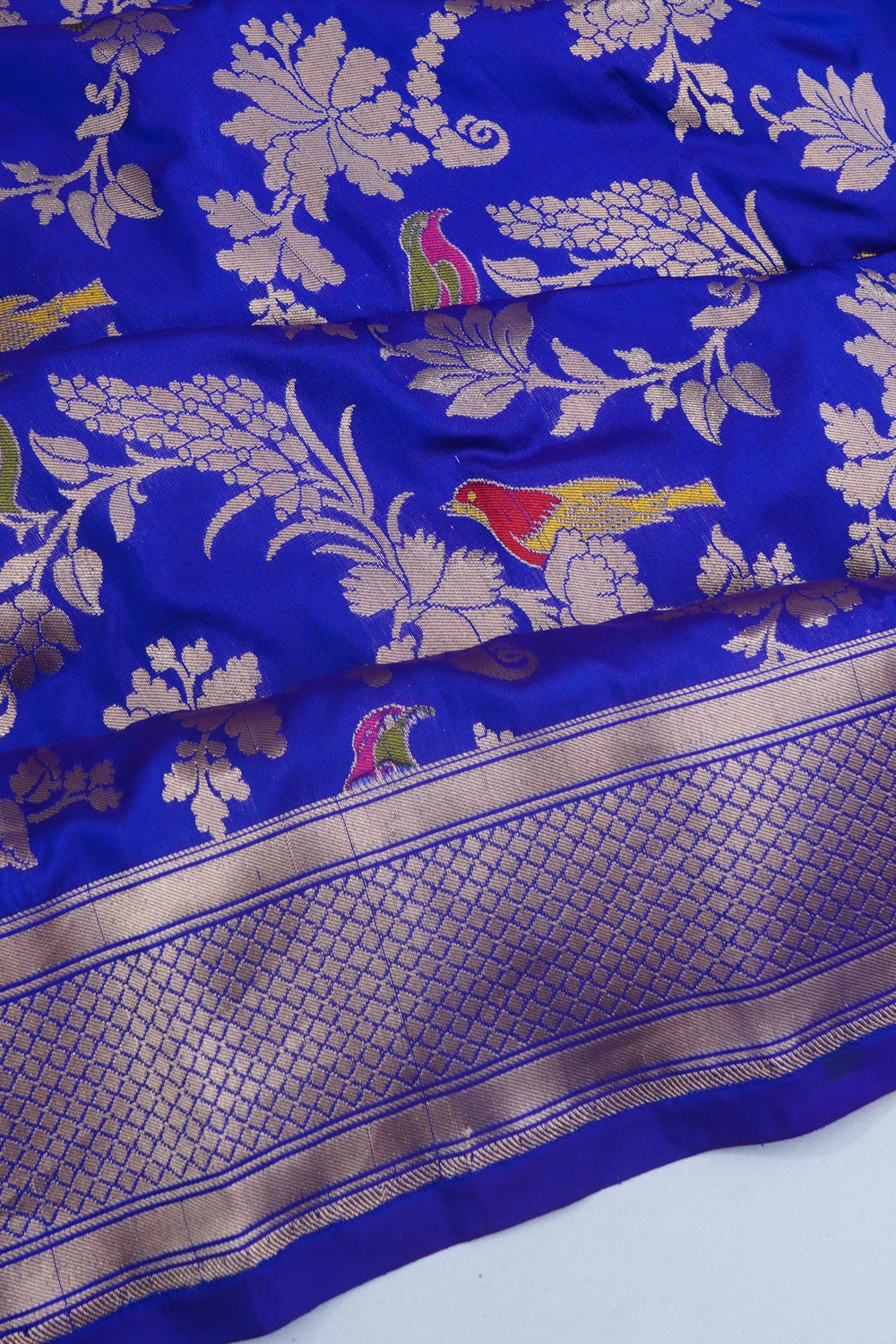 Banarasi Silk Brocade And Meenakari Royal Blue Saree
