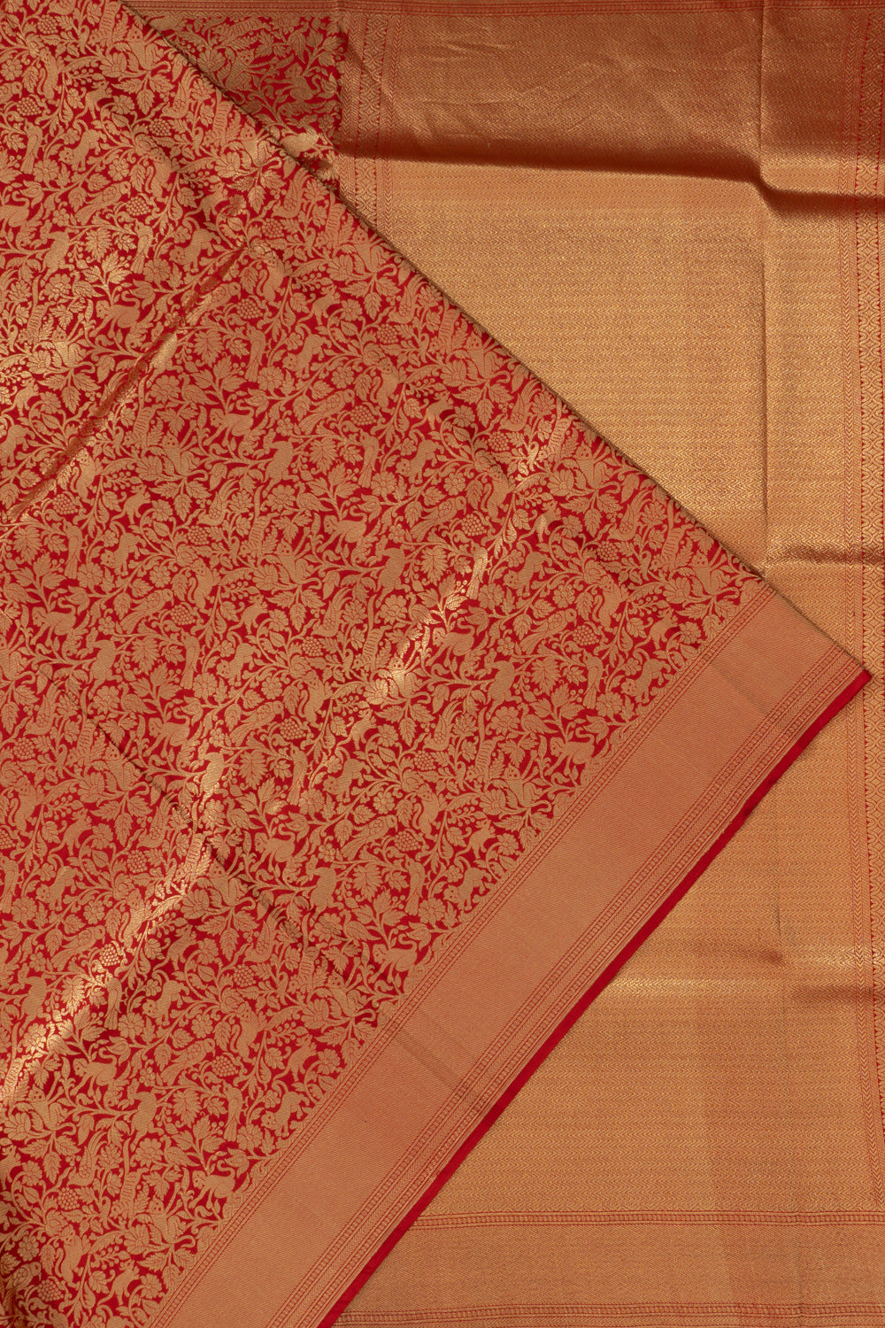 Banarasi Silk Shikargah Brocade Red Saree