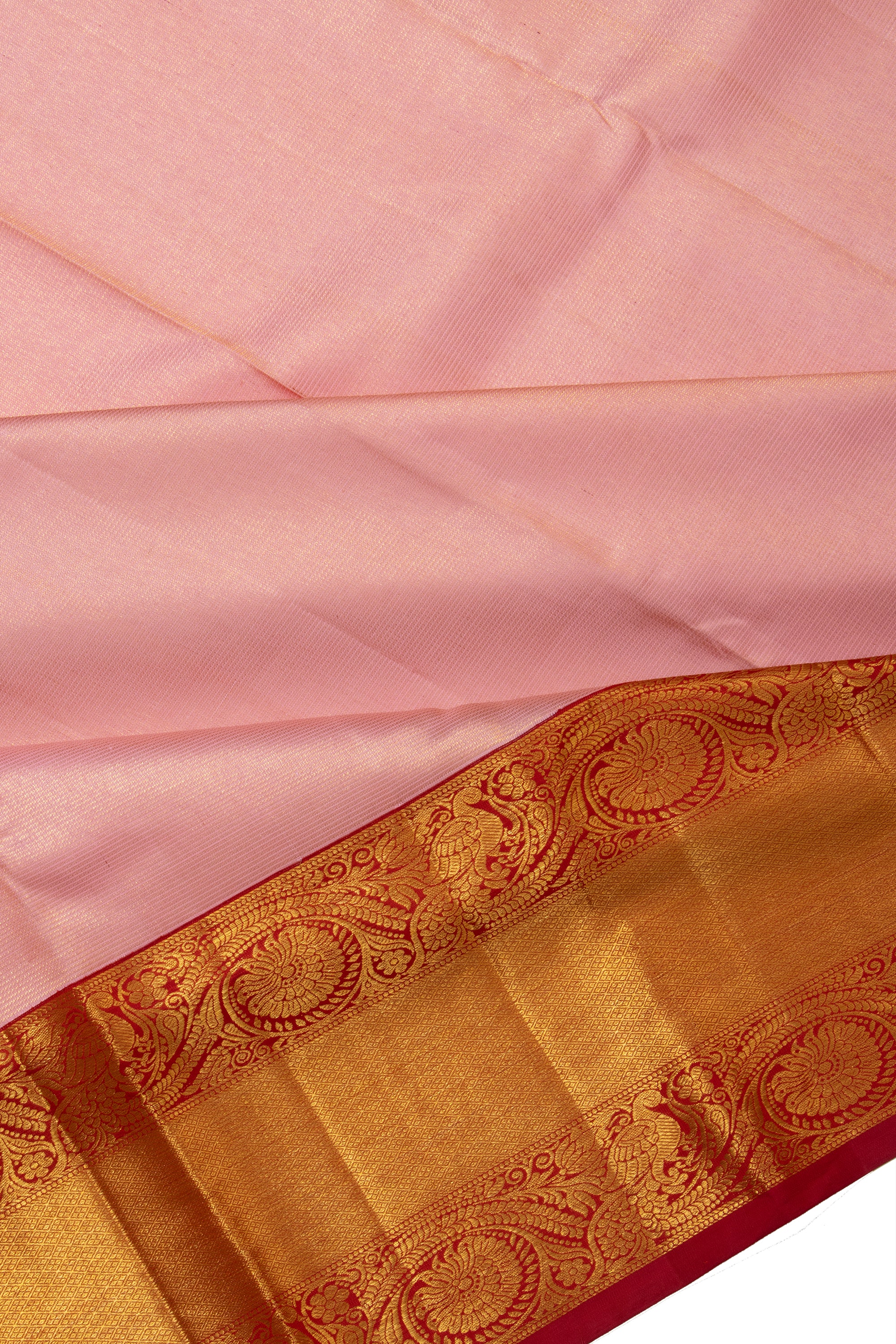 Kanchipuram Silk Horizontal Lines Baby Pink Saree