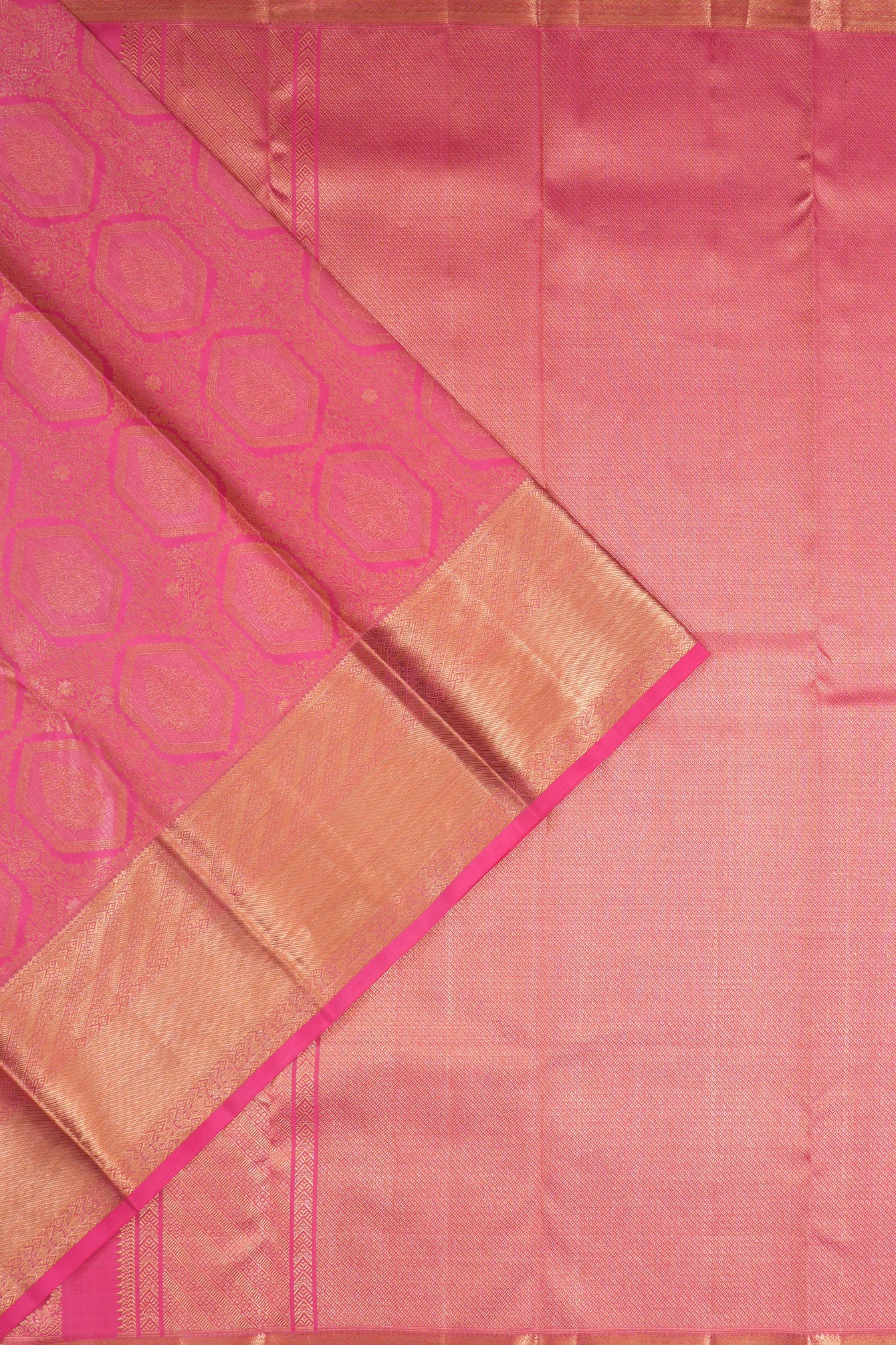 Kanchipuram Silk Brocade Pink Saree