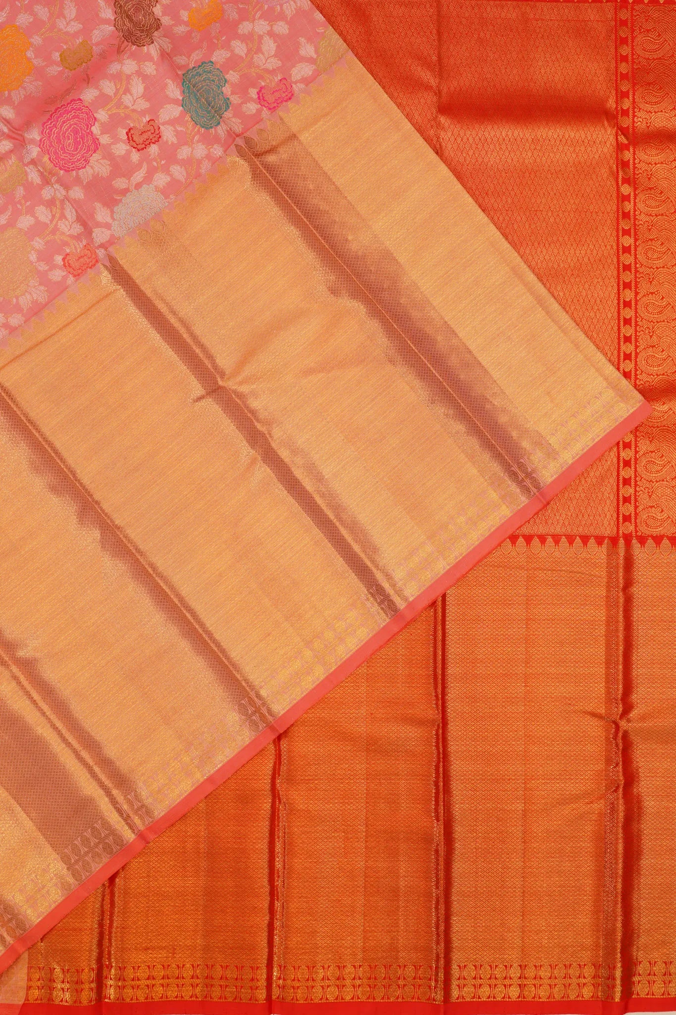 Kanchipuram Silk Meenakari Jaal Baby Pink Saree