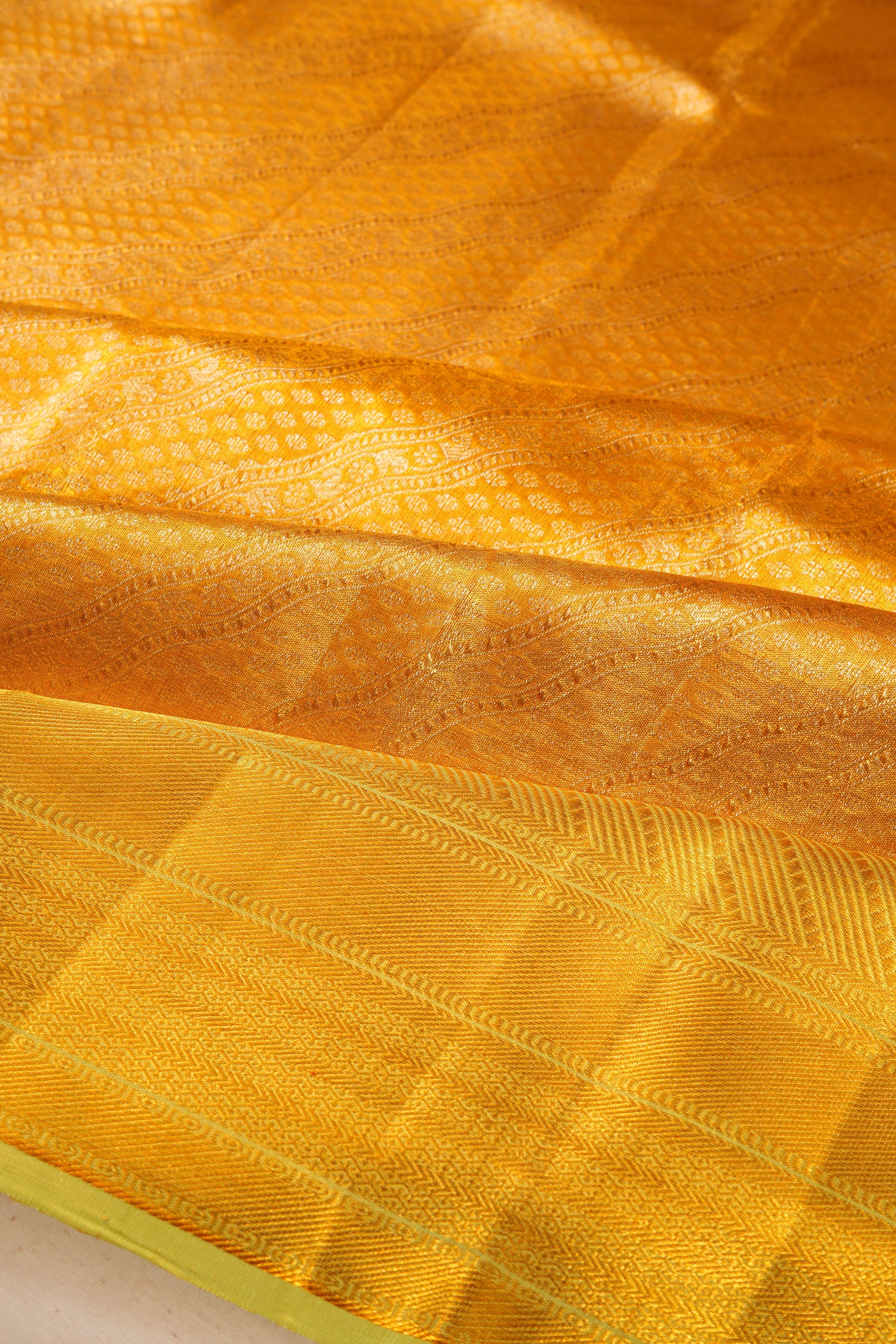 Kanchipuram Silk Tissue Brocade Gold Saree